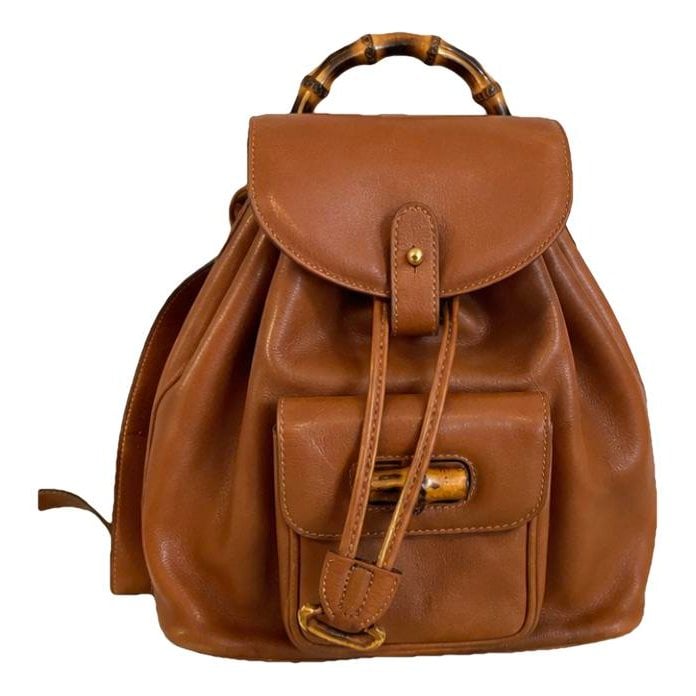Bamboo Tassel Oval leather backpack