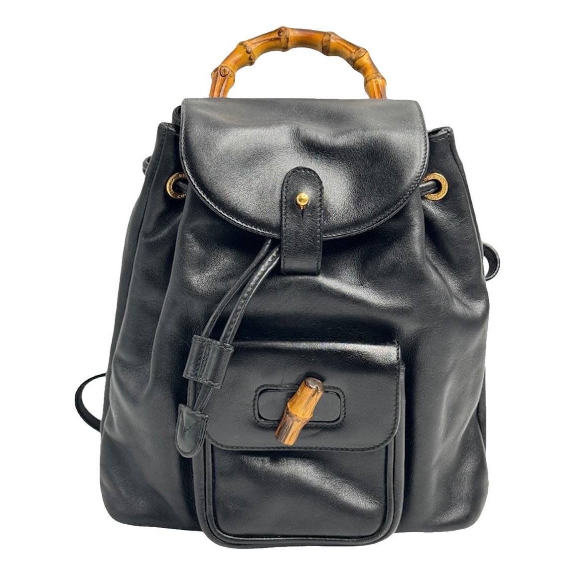 Bamboo Tassel Oval leather backpack