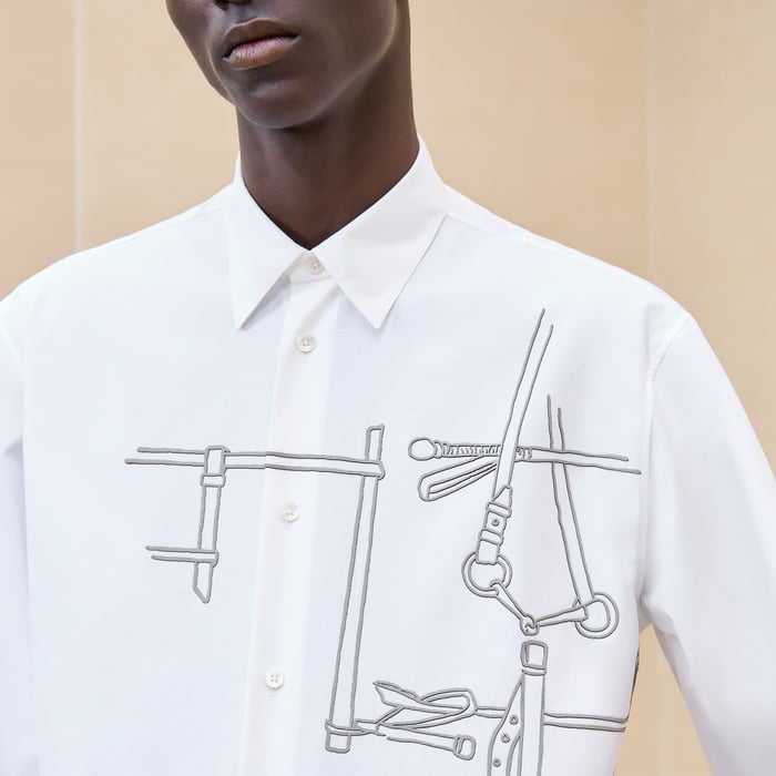 Blanc "Harnais En Gouache 3d" Sporty Fit Shirt