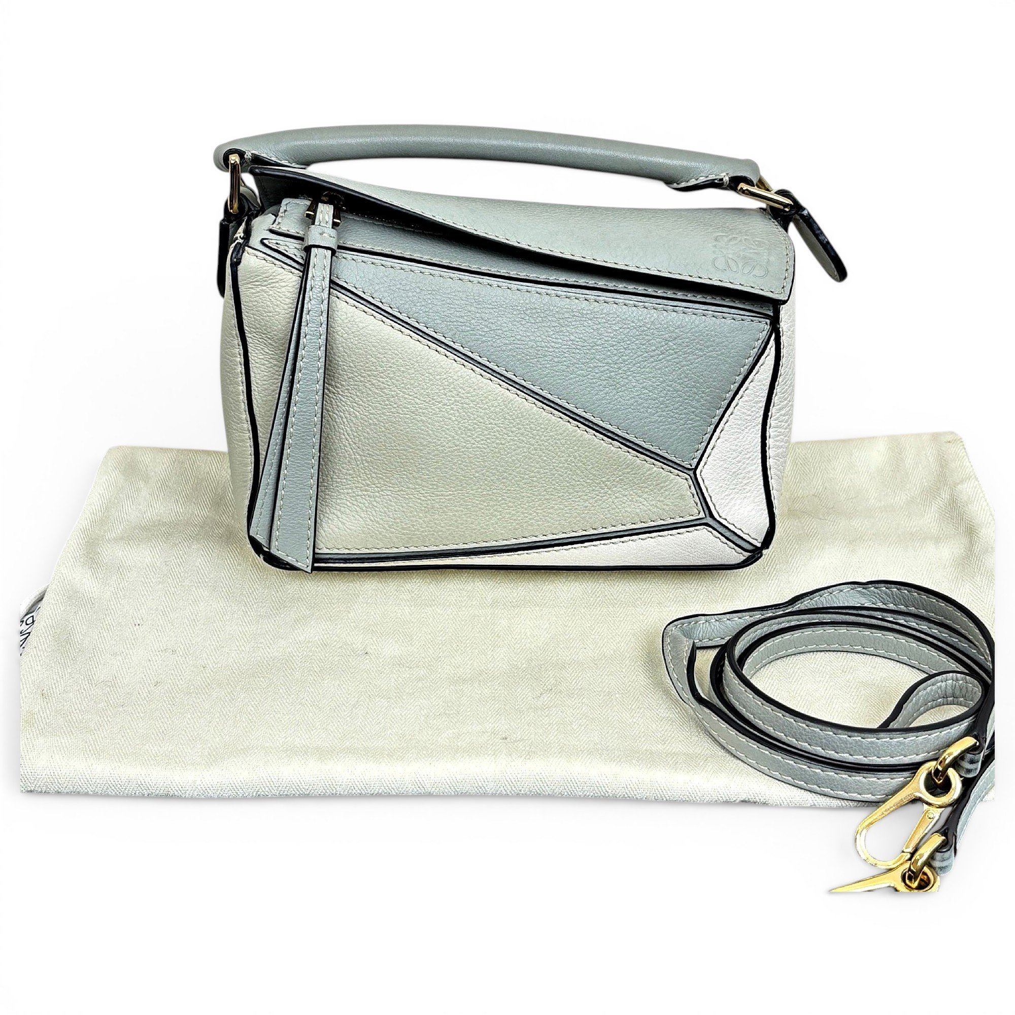 Puzzle leather handbag