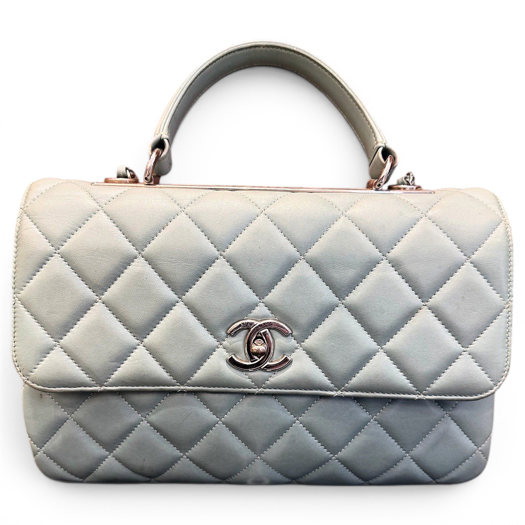 Trendy CC Top Handle leather handbag