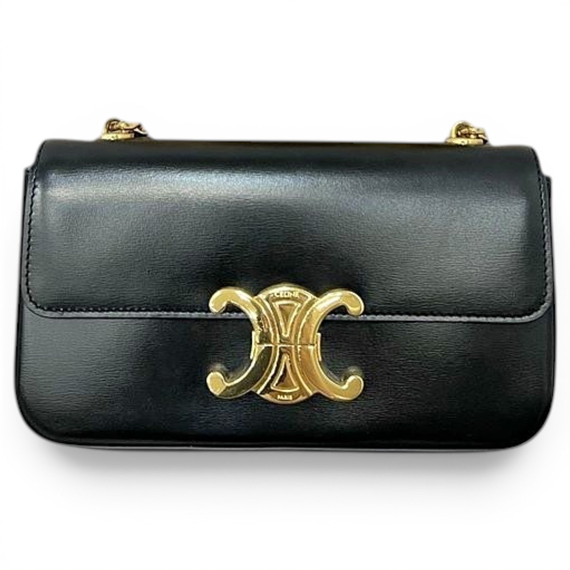 Triomphe chain leather handbag