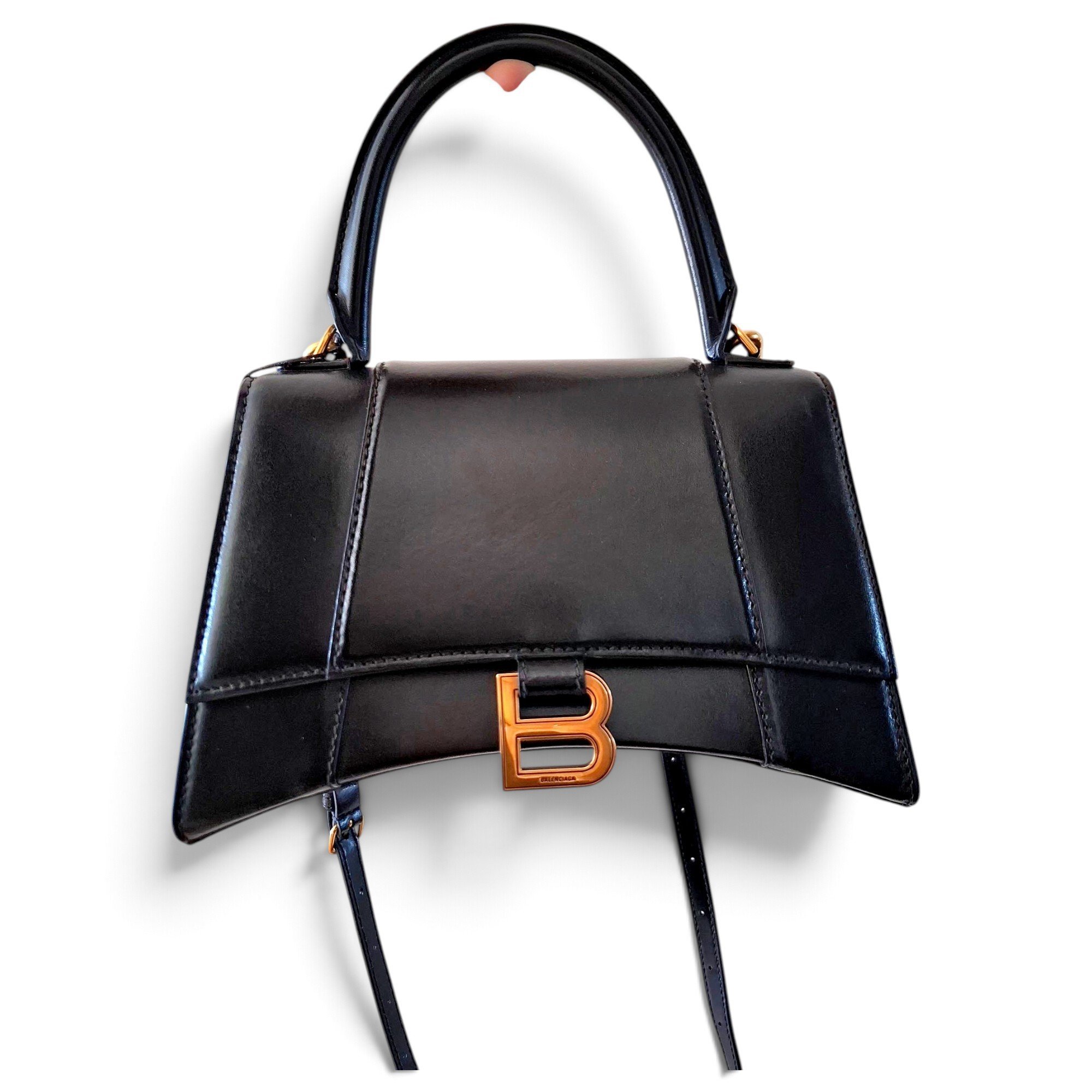 Hourglass leather handbag