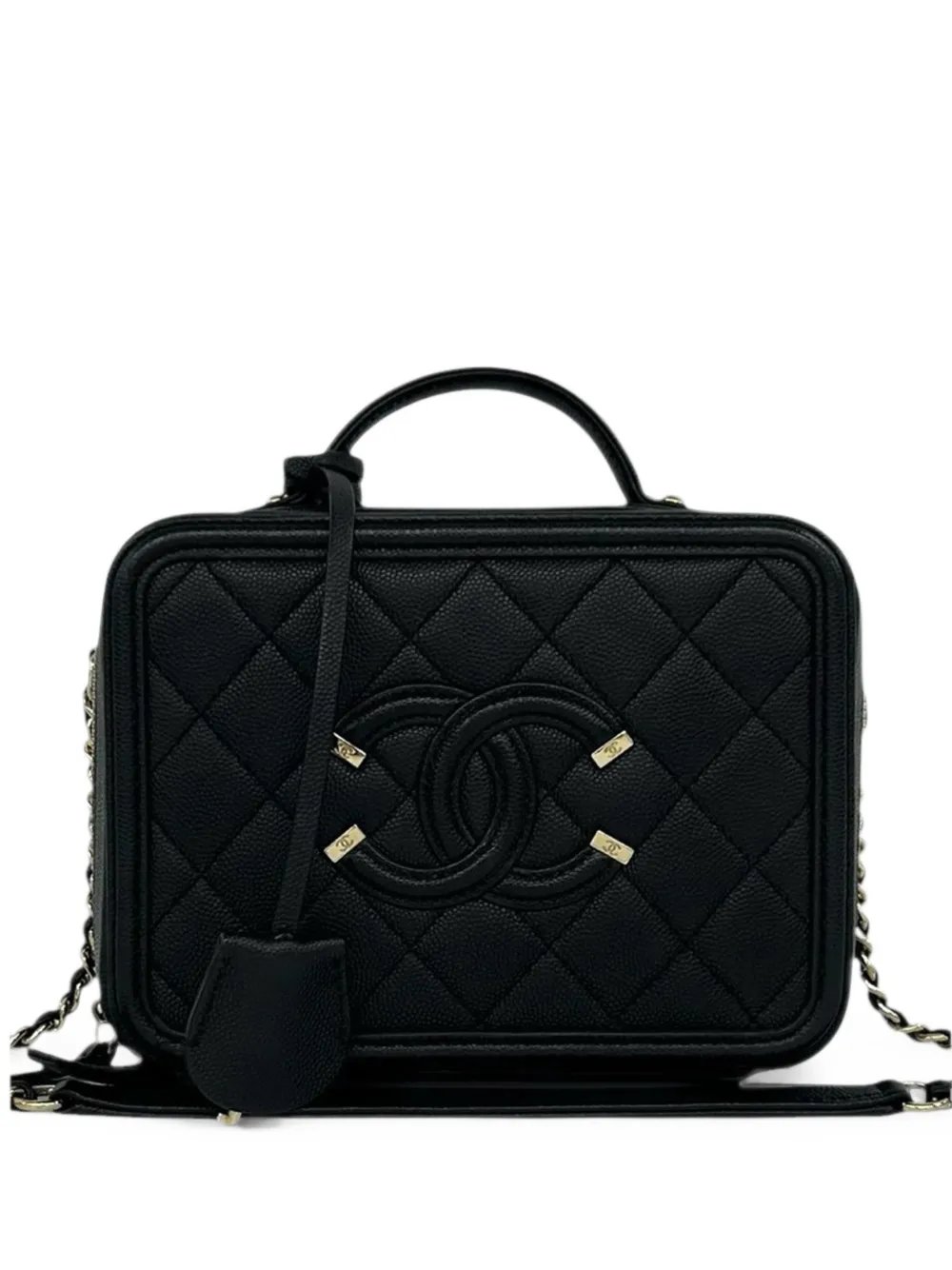 2019 Small Caviar CC Filigree Vanity Case satchel