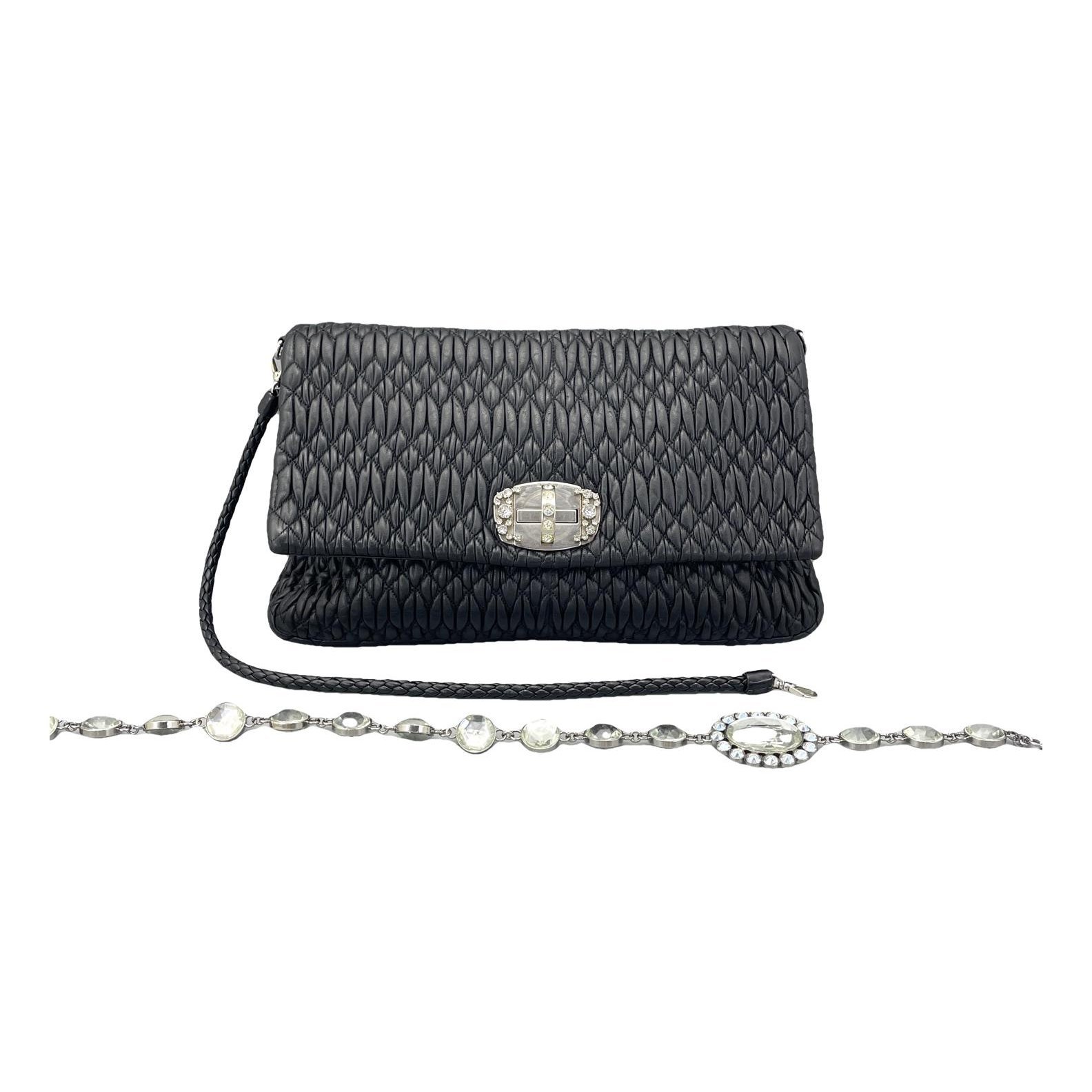 Miu Miu Miu Crystal leather clutch bag