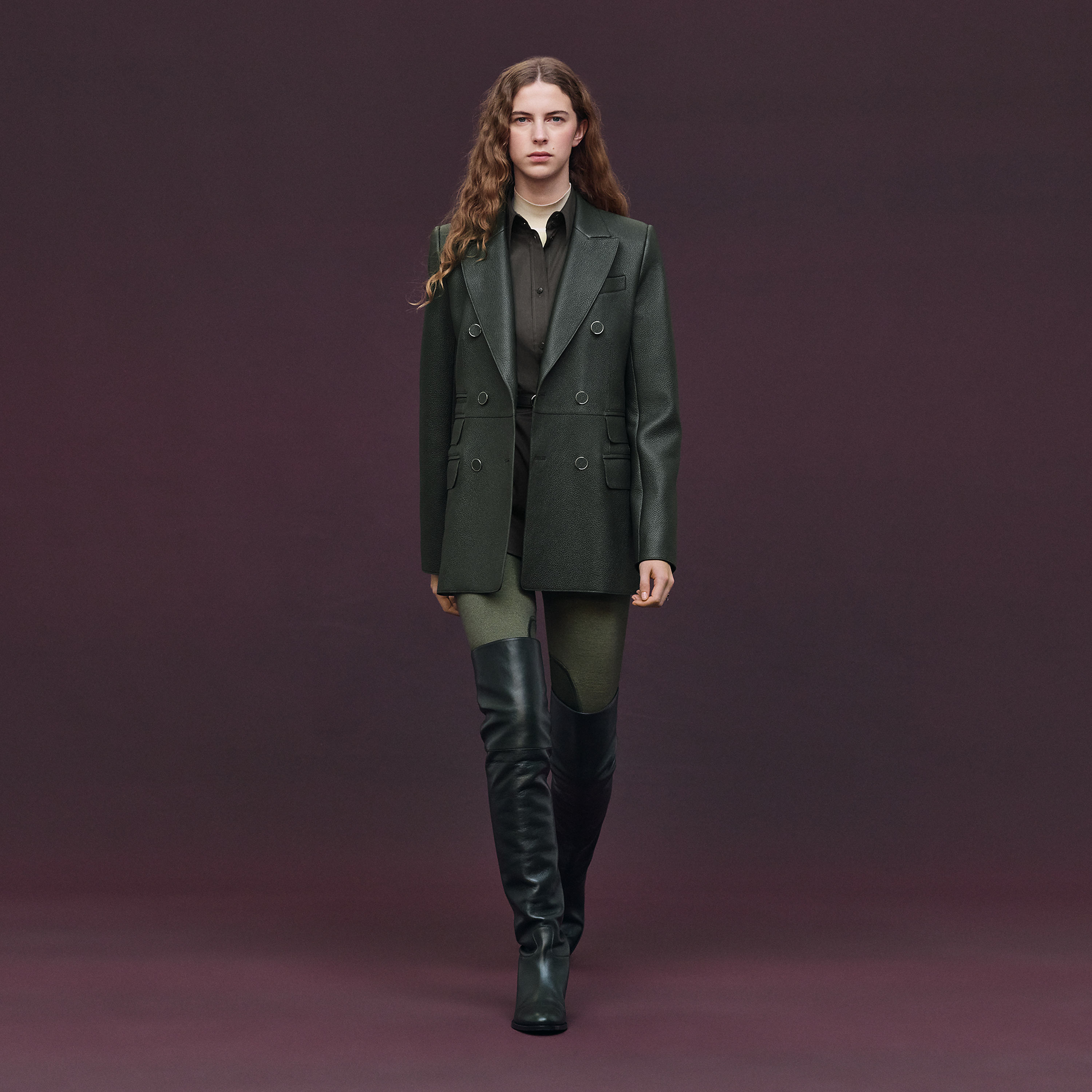 Wrap leather suit jacket
