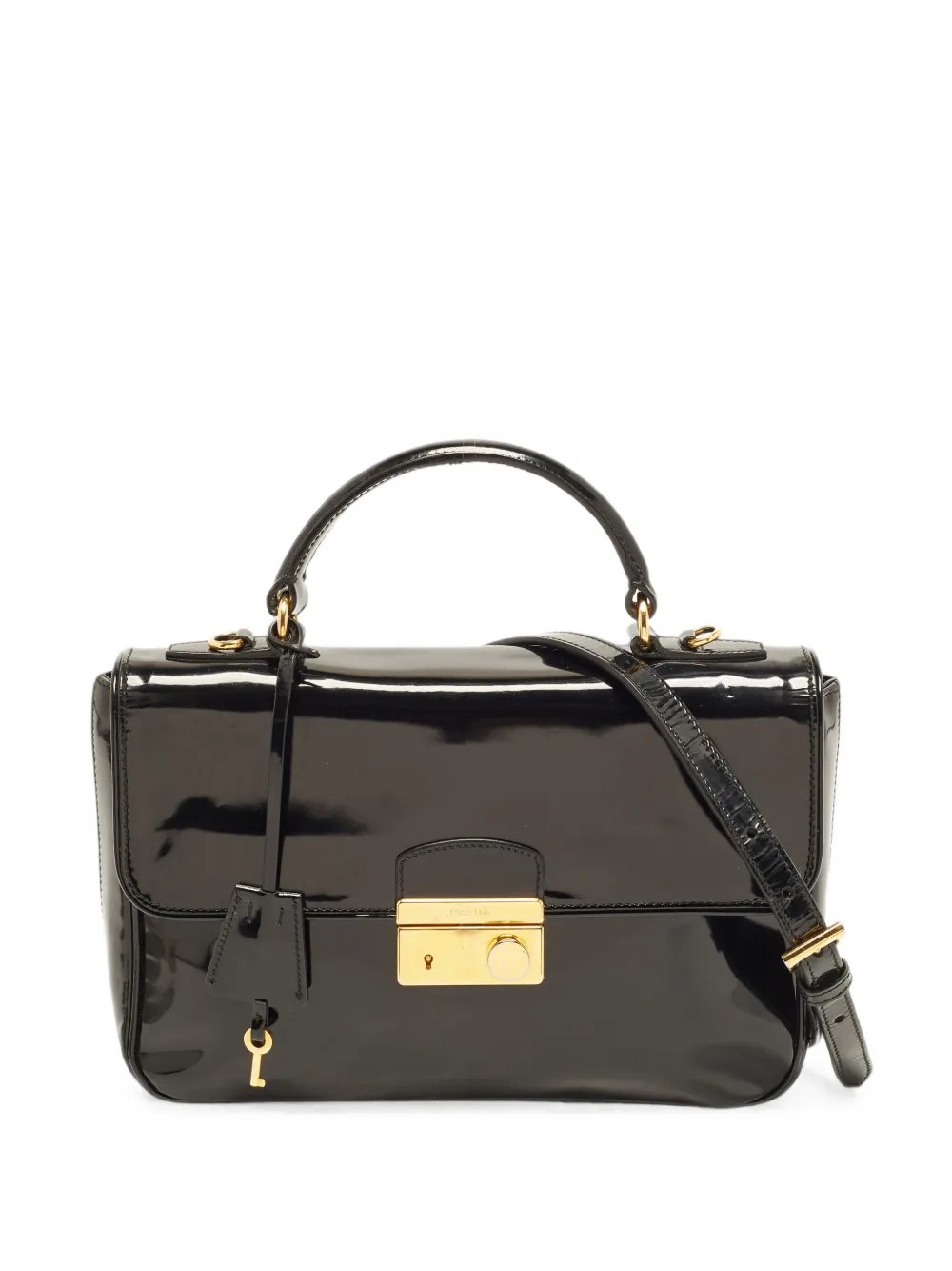 patent-leather flap tote bag