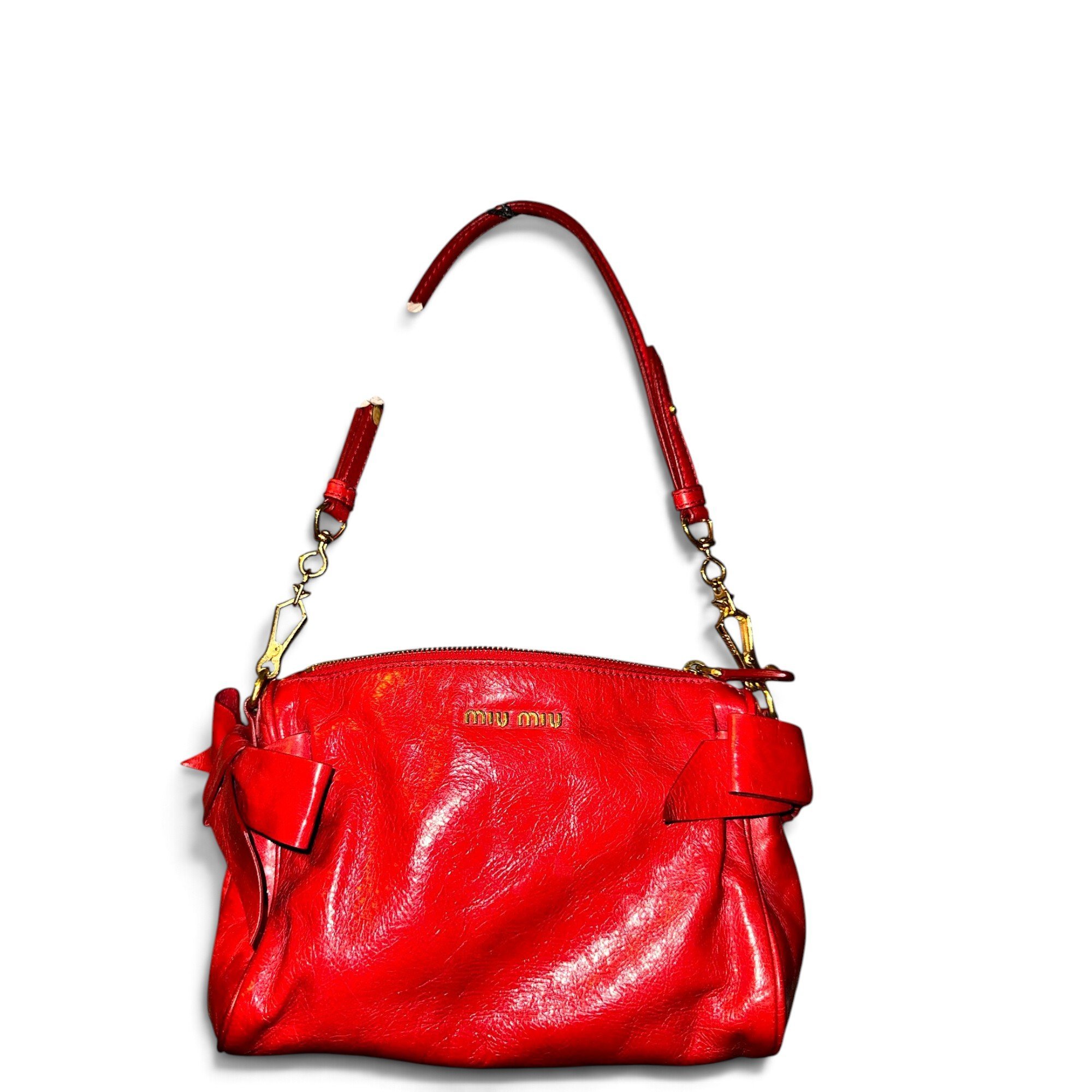 Bow bag leather handbag
