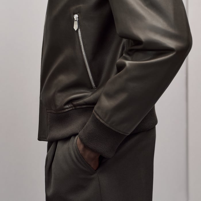 Kaki Hooded Rib-trim Jacket