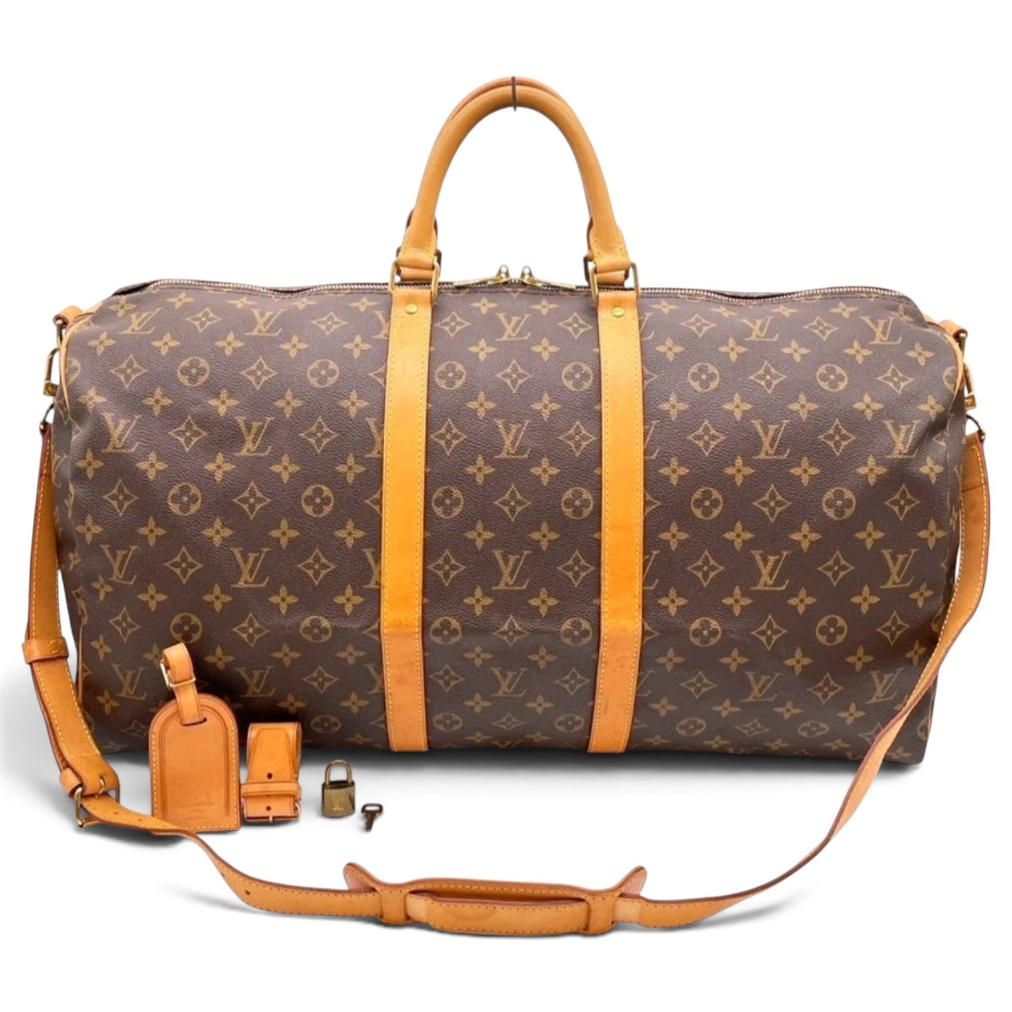 Louis Vuitton Keepall leather travel bag