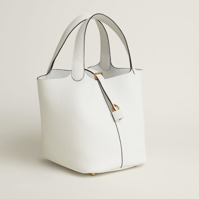 New White Picotin Lock 22 Bag