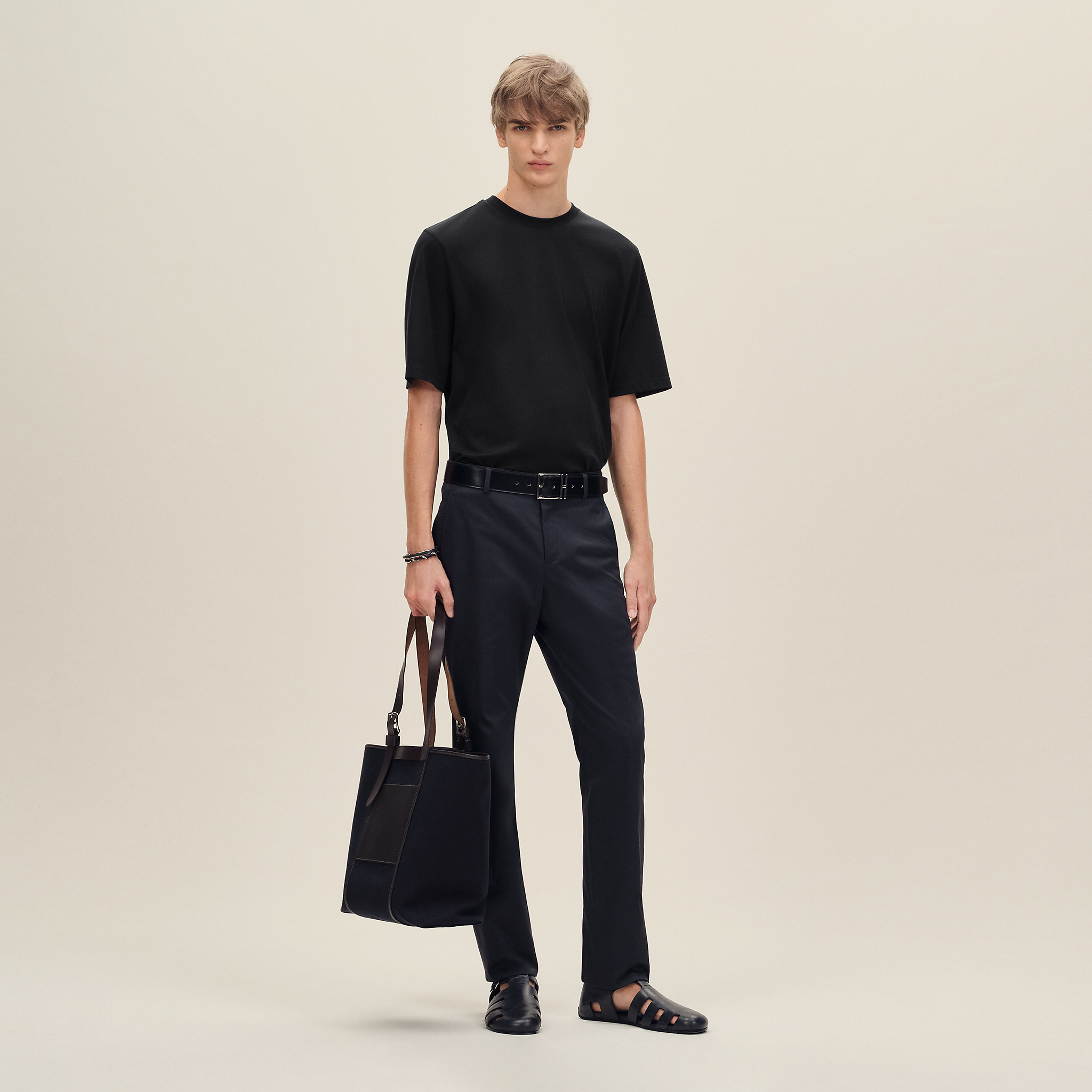 "H'Cheval" t-shirt with leather detail