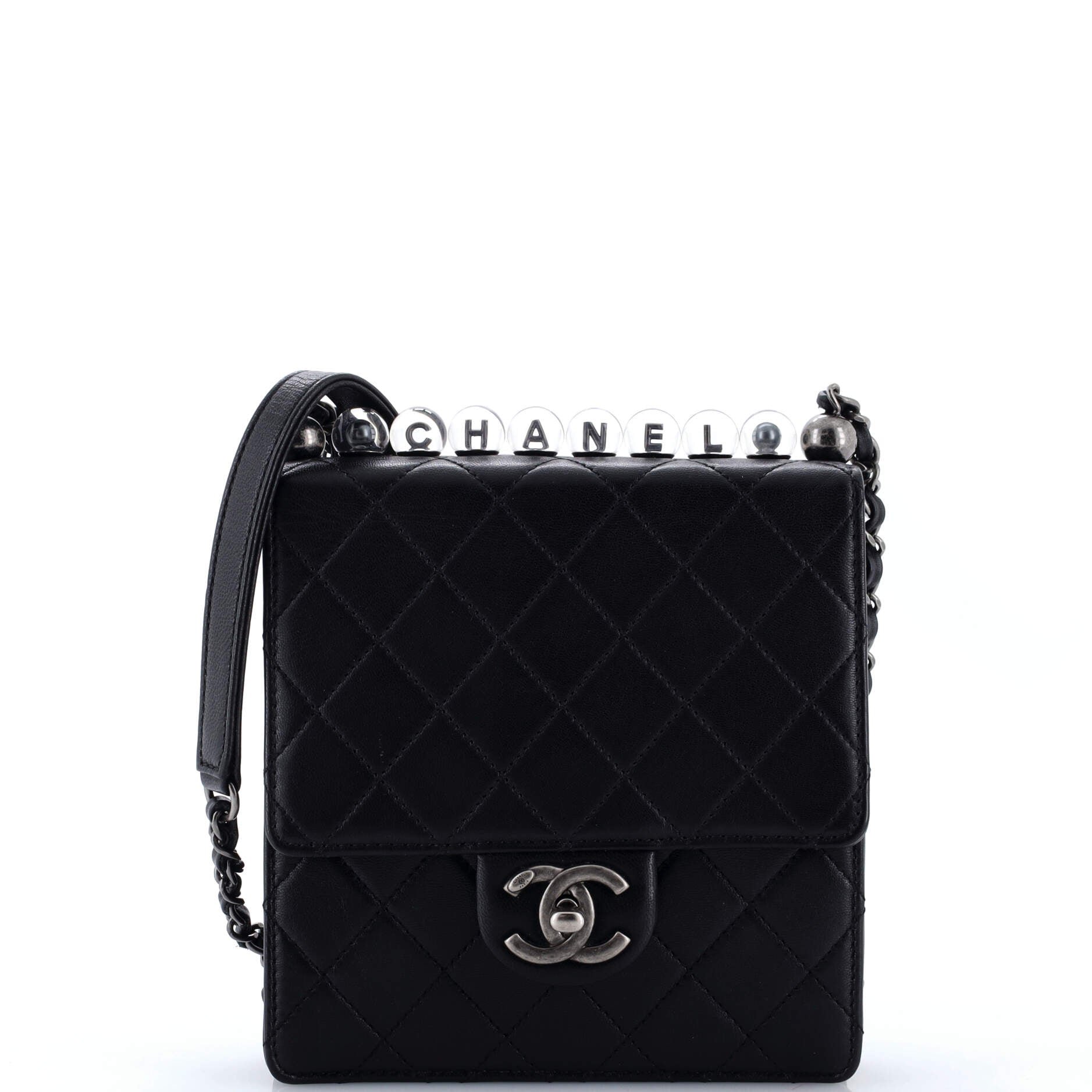 Chic Pearls Flap Bag Quilted Goatskin with Acrylic Beads Mini