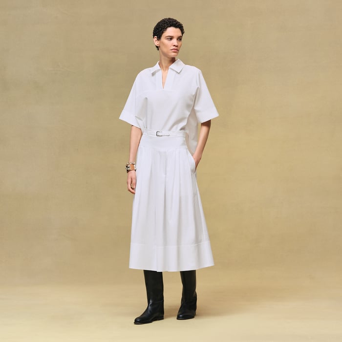 Blanc Cropped Polo Blouse