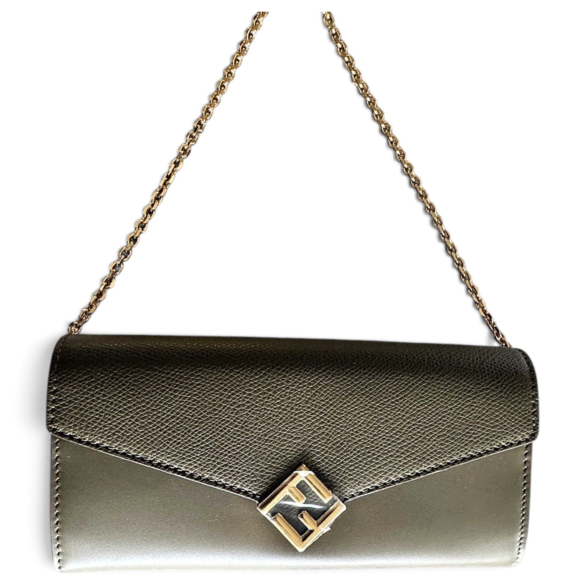 FF leather clutch bag