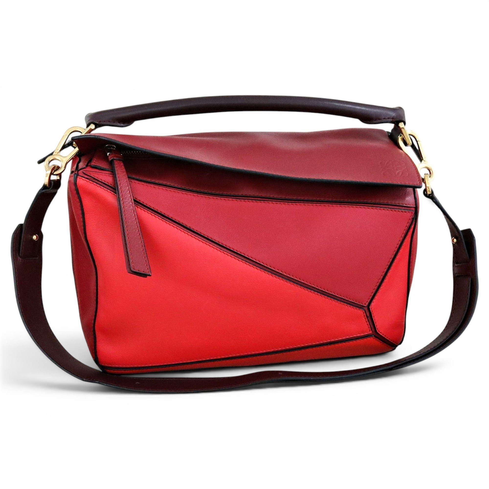Puzzle leather handbag