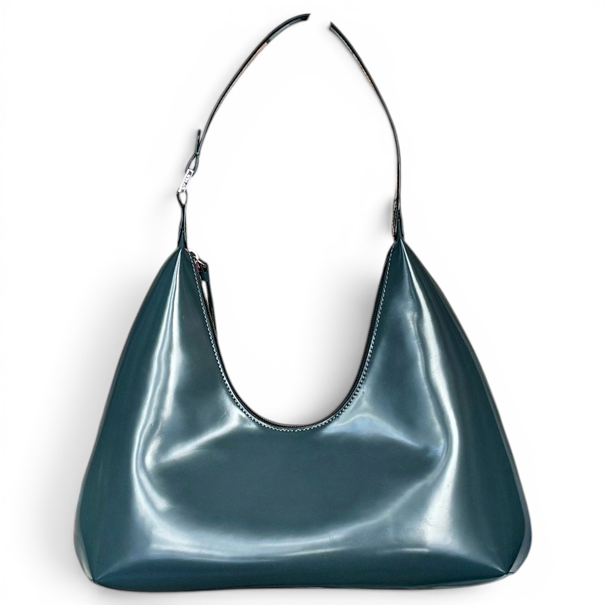 Amber patent leather handbag