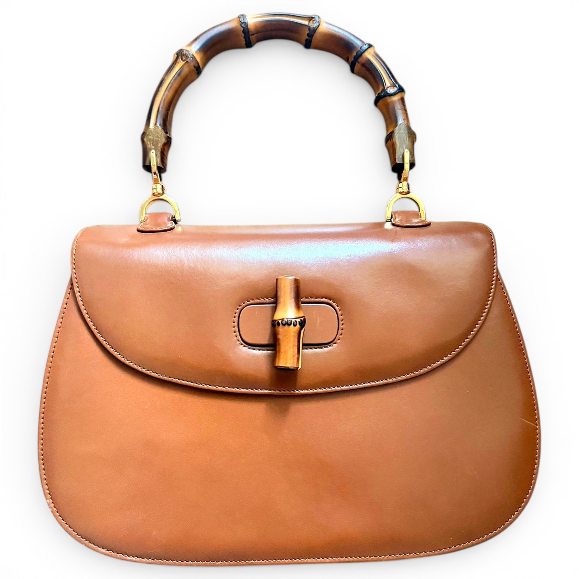 Convertible Bamboo Top Handle leather handbag