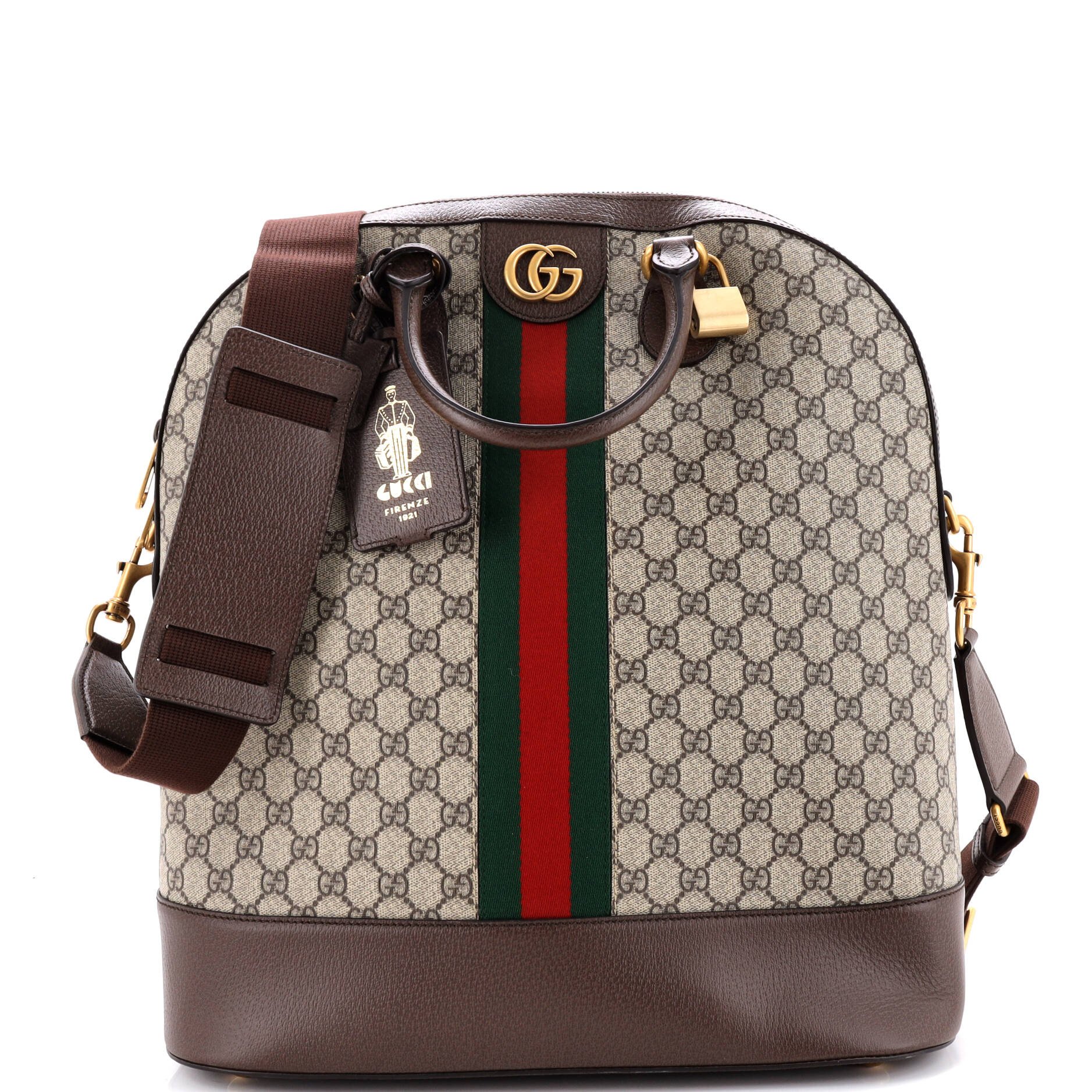 Savoy Web Bowling Tote GG Coated Canvas and Leather Small