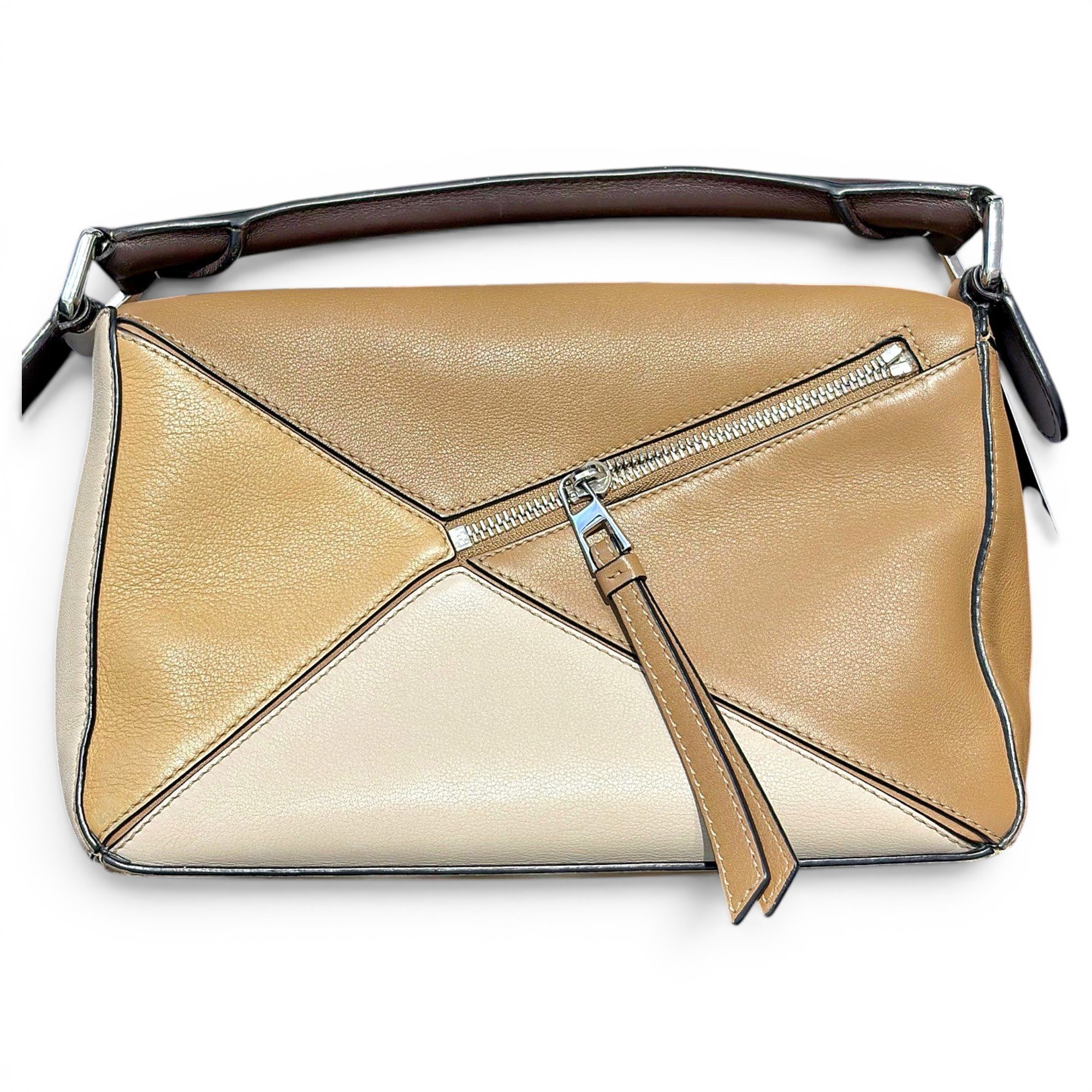 Puzzle leather handbag