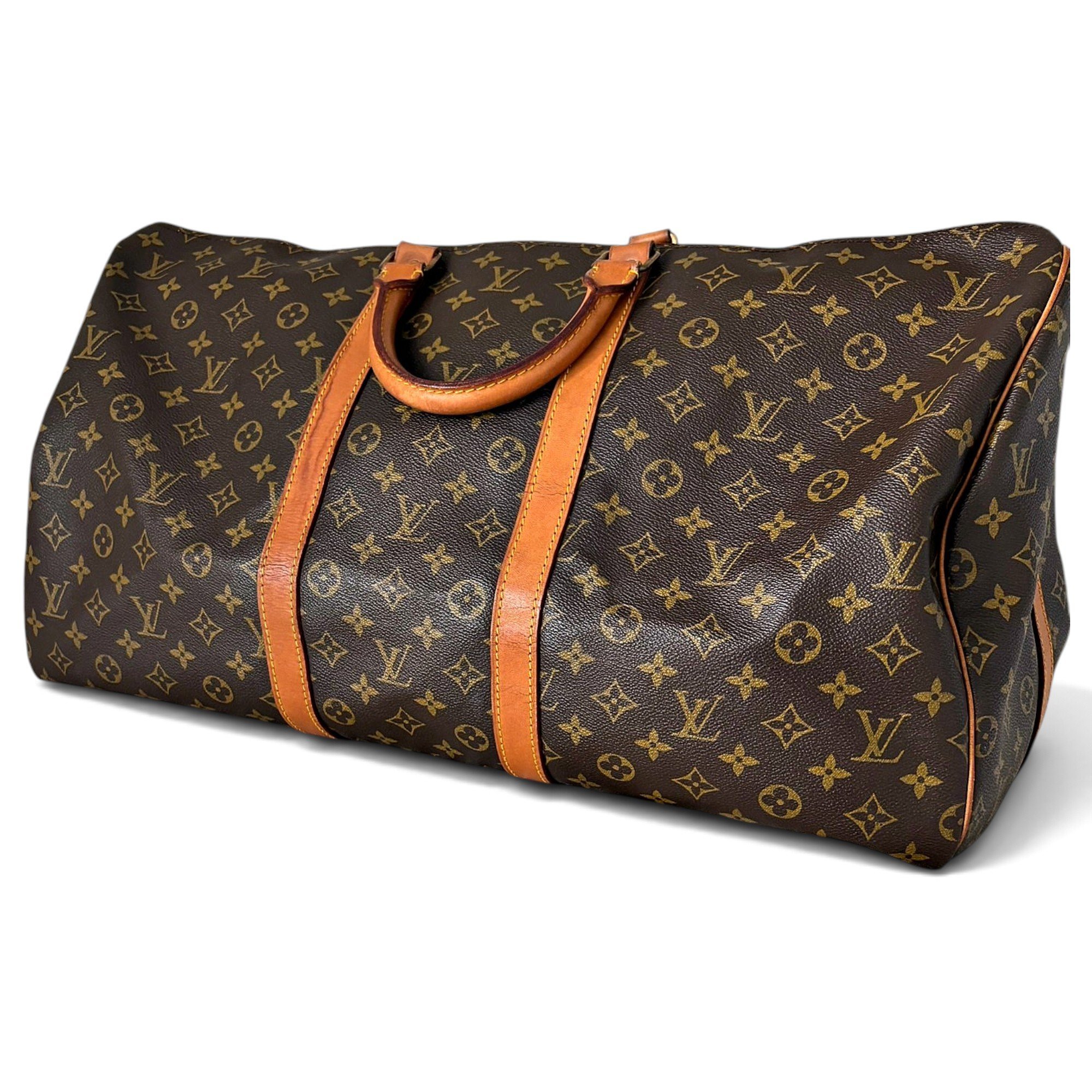 Louis Vuitton Keepall leather travel bag