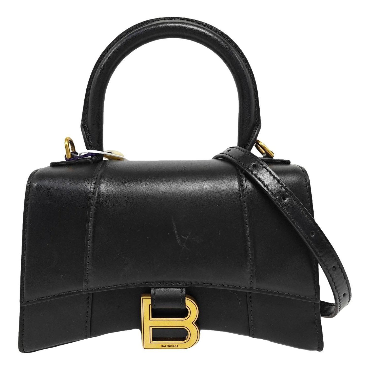 Hourglass leather handbag