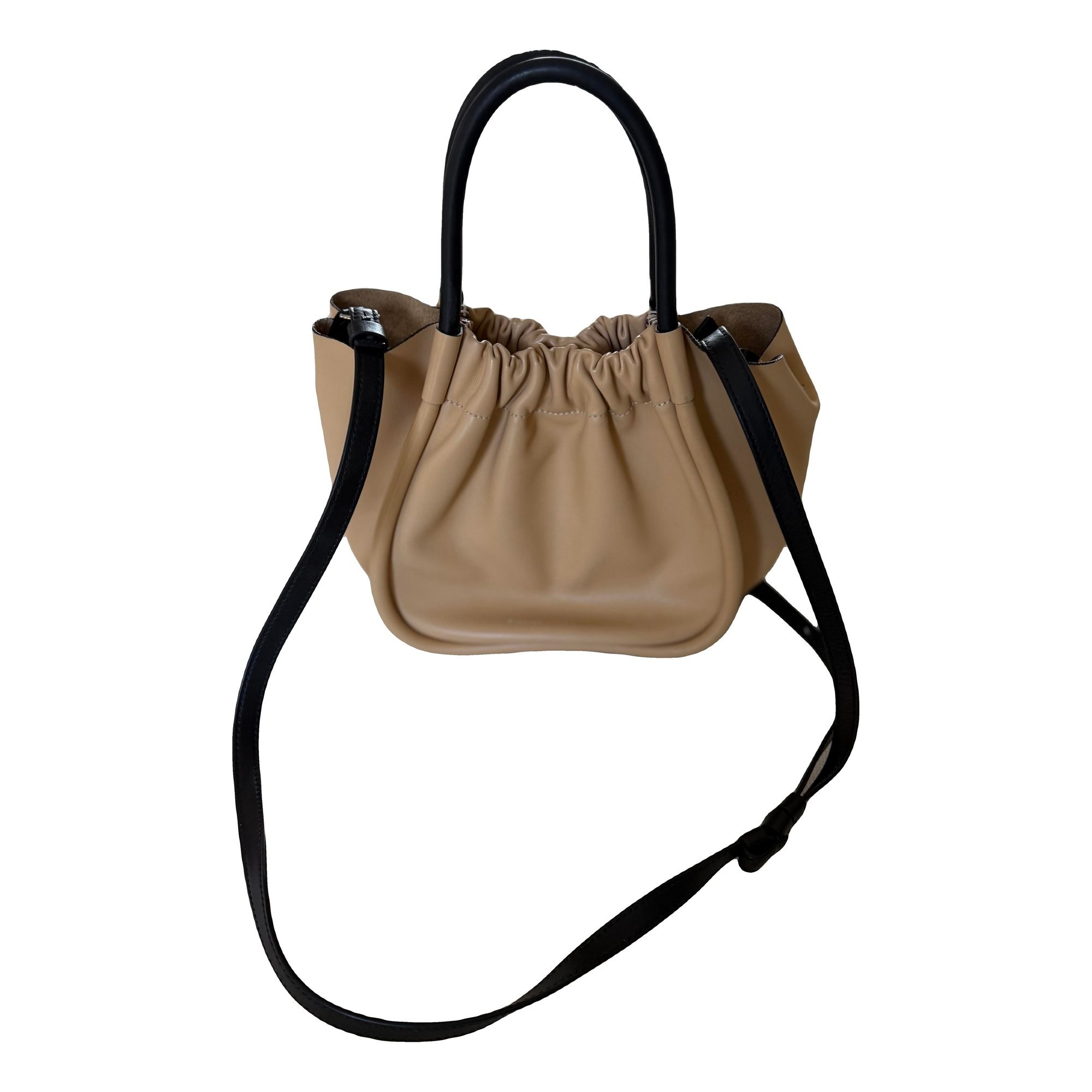 Ruched leather handbag