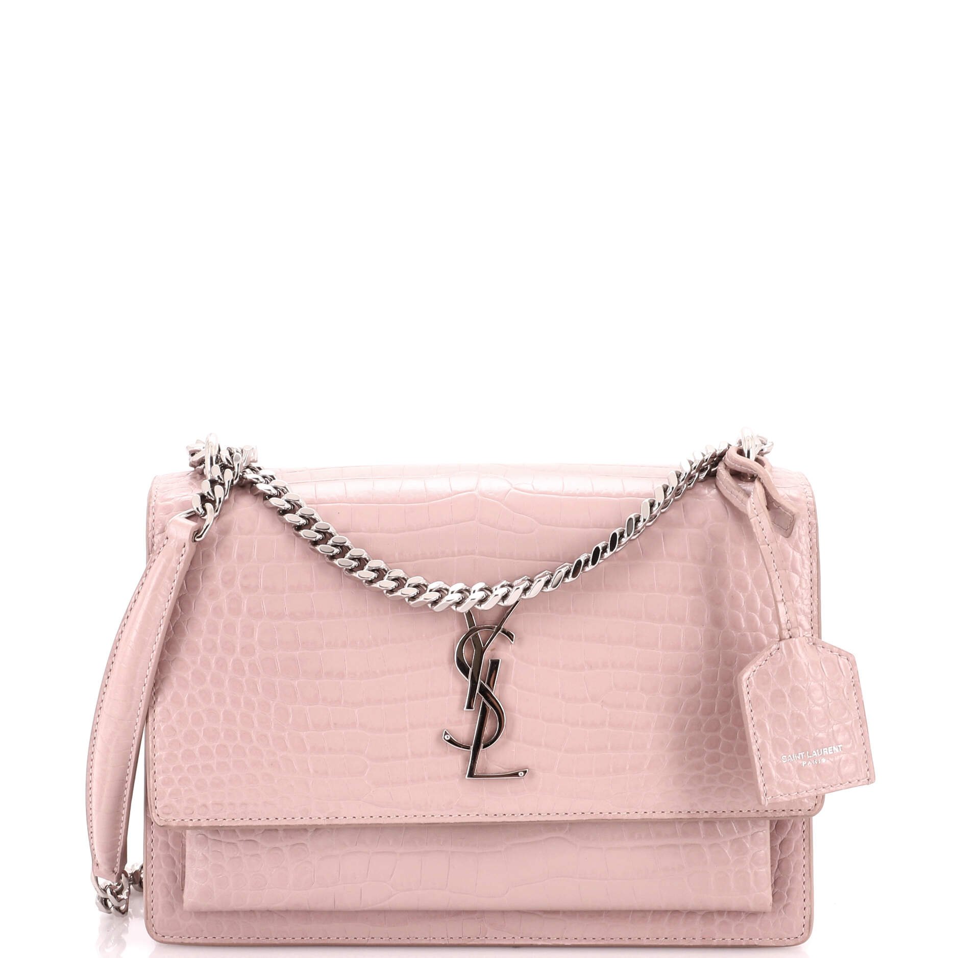 Sunset Crossbody Bag Crocodile Embossed Leather Medium