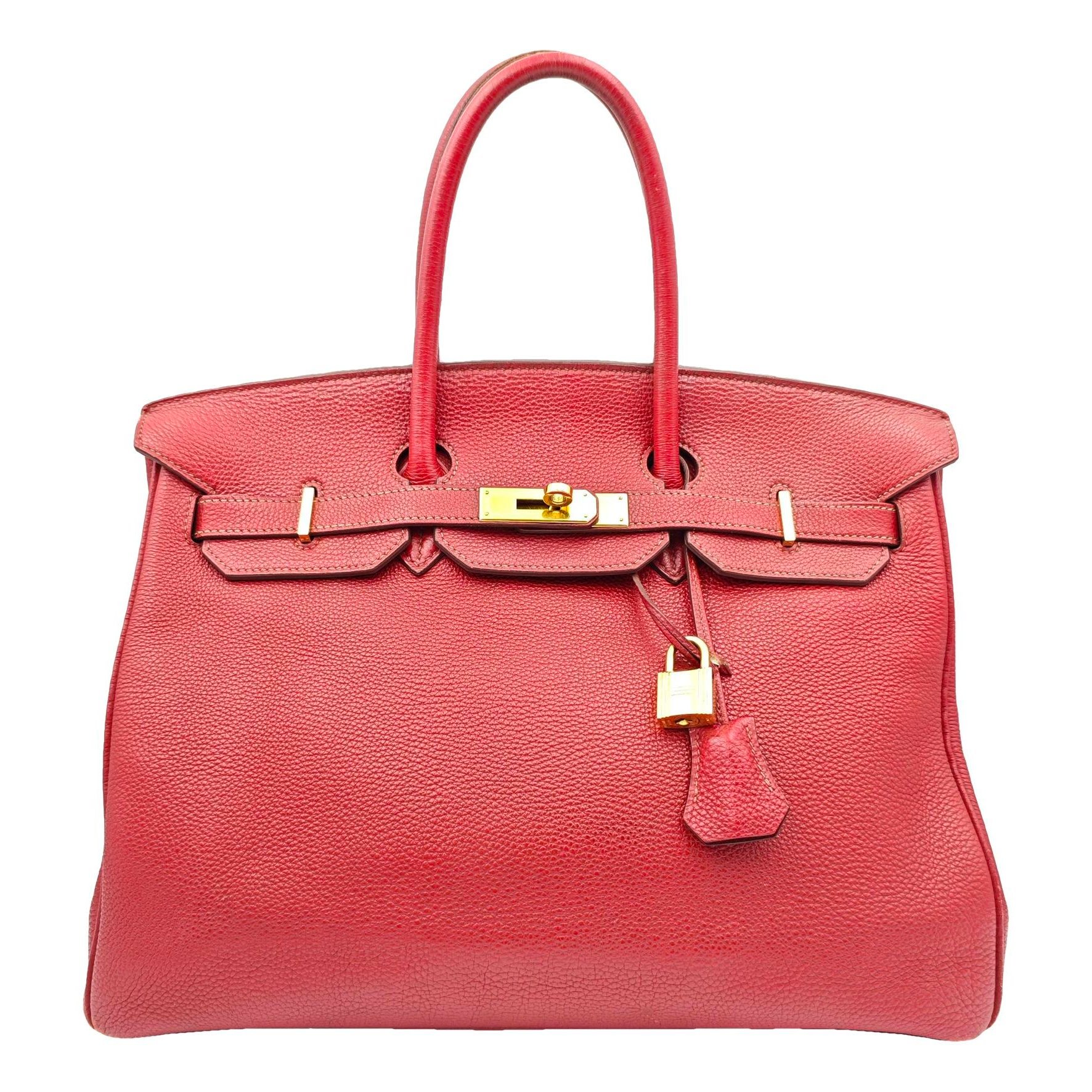 Hermes Birkin 35 Handbag Rouge Casaque Togo Leather