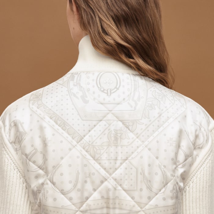 Blanc Tulle "Porte-bonheur Bandana" Zipped Quilted Jacket 