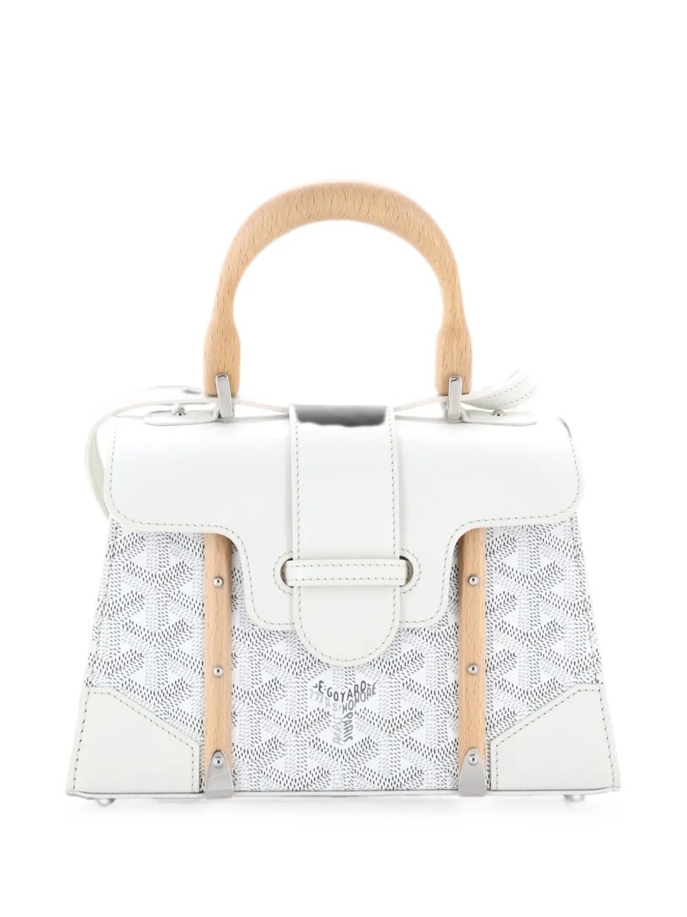 Structured Saigon Top Handle Bag Coated Canvas with Leather Mini satchel