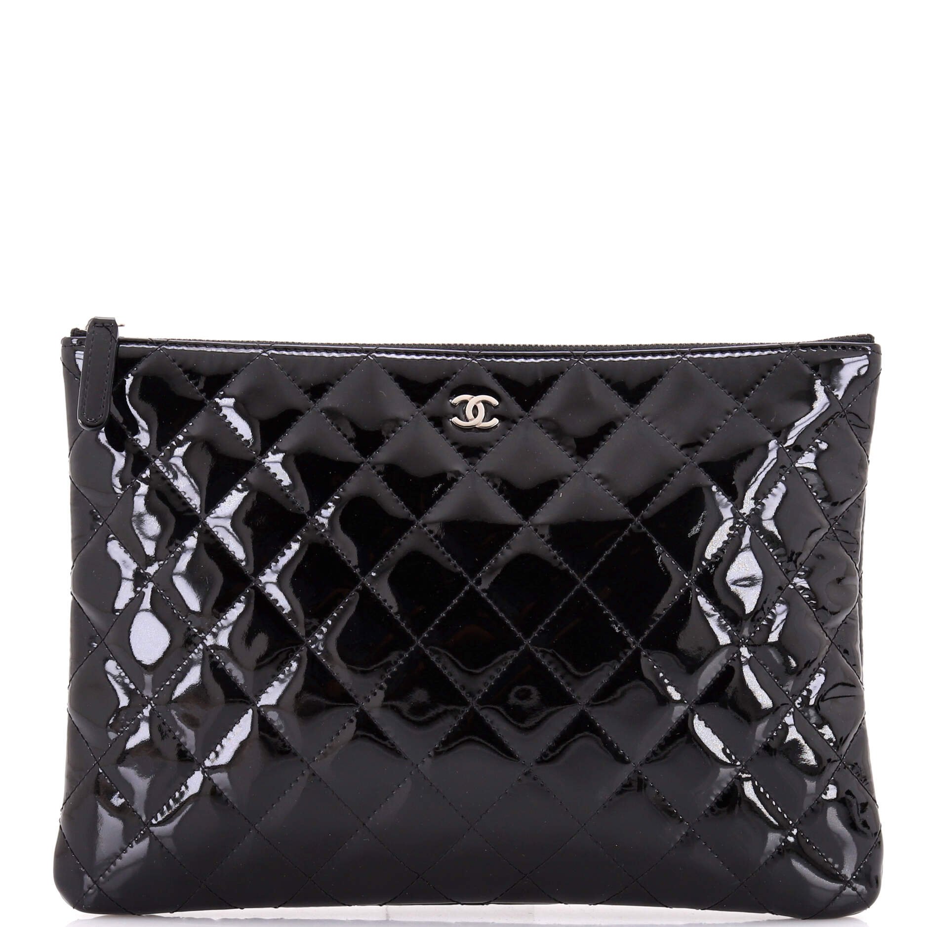 O Case Clutch Quilted Patent Medium