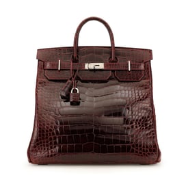 Hermes Bordeaux Shiny Alligator HAC Haut à Courroies Birkin 40 Palladium Hardware, 2004