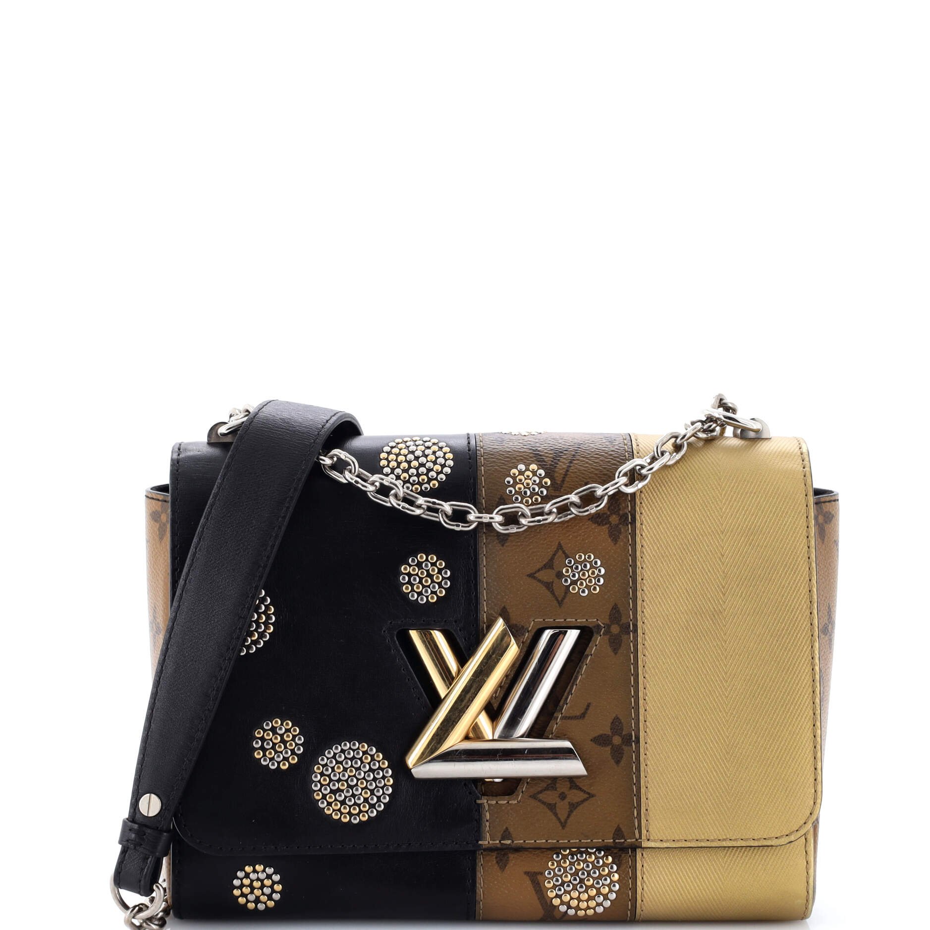 Twist Handbag Limited Edition Studded Reverse Monogram Canvas and Leather MM
