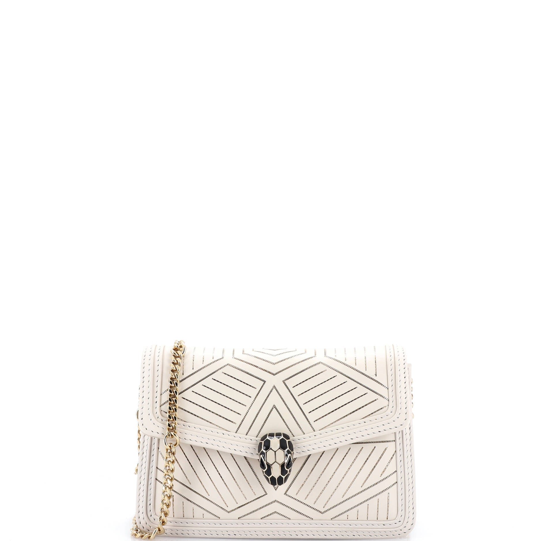Bvlgari Serpenti Forever Square Shoulder Bag Chain Embellished Leather Mini