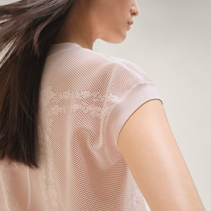 Rose Pâle "En Desordre a Fleurs" Short-sleeve Sweater
