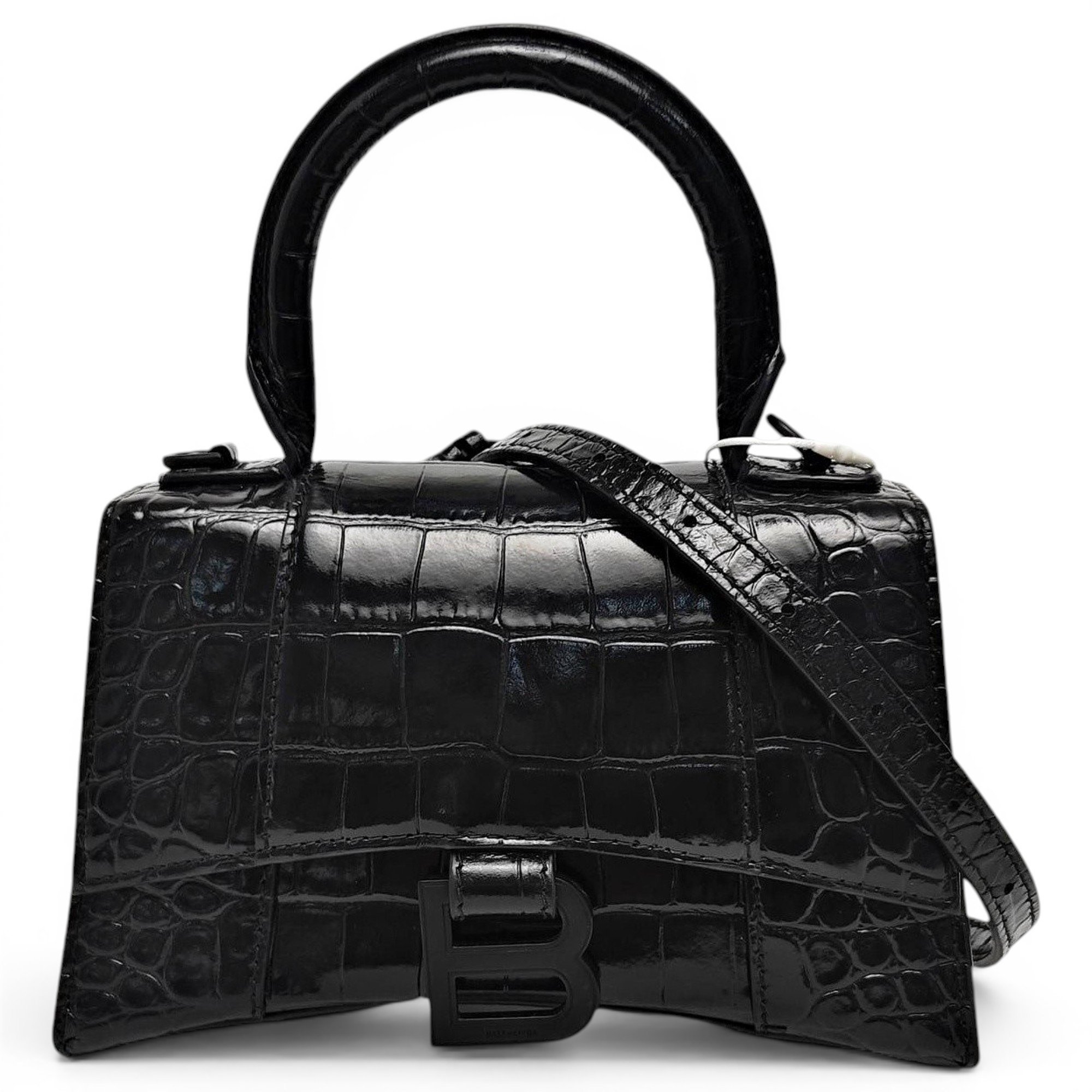 Hourglass leather handbag
