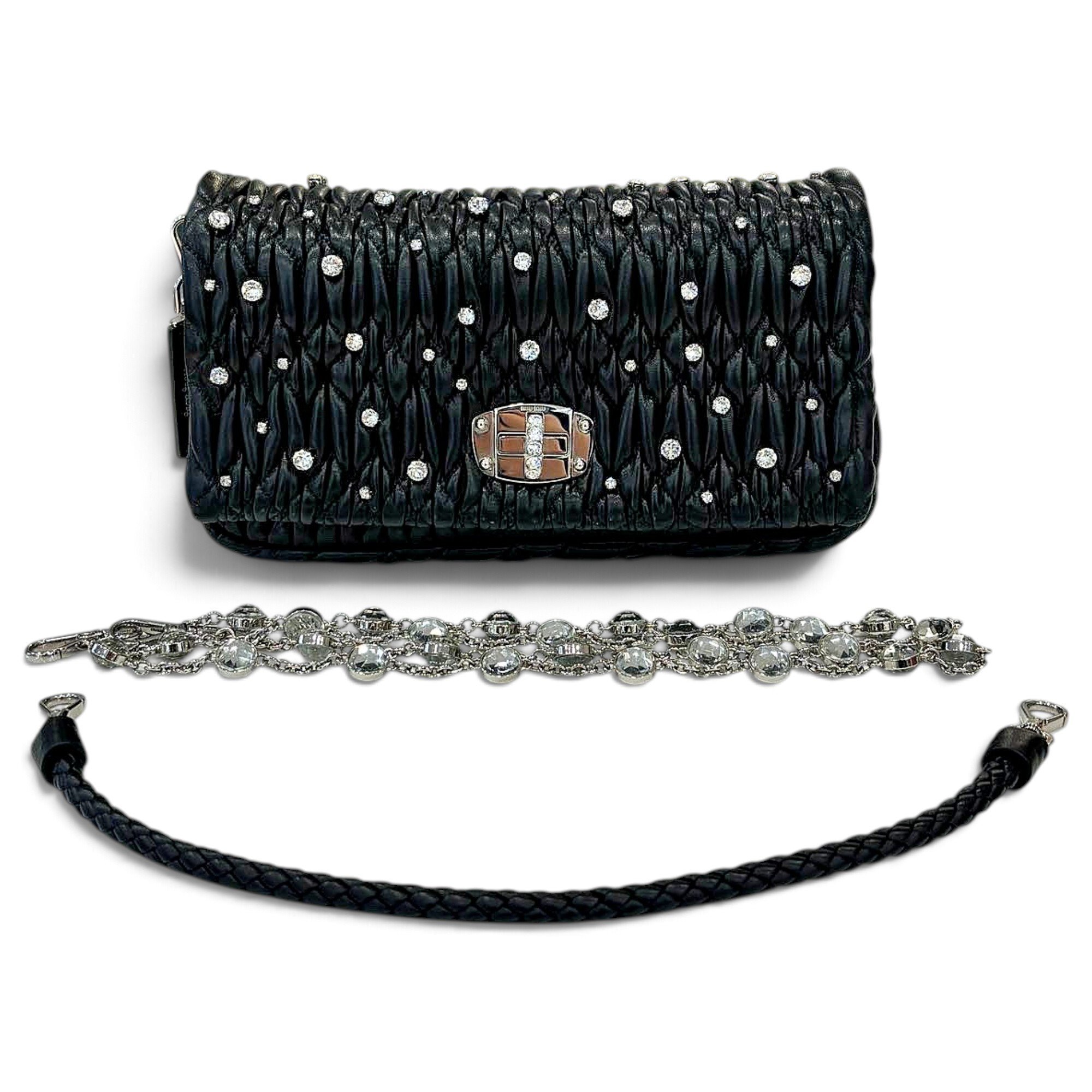 Miu Crystal leather handbag