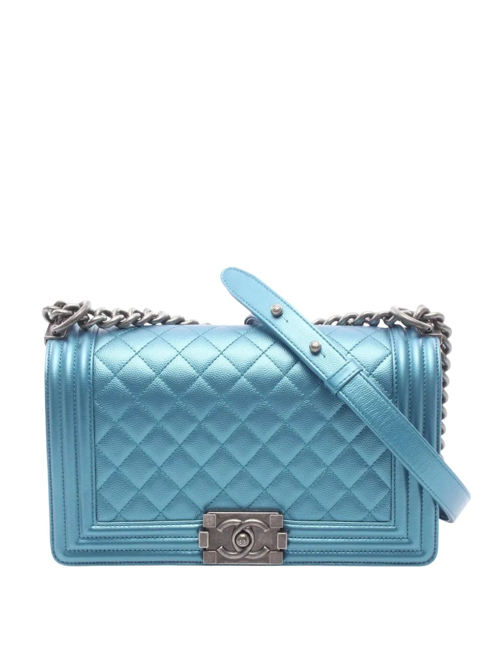 2017-2018 Quilted Metallic Caviar Boy Flap shoulder bag