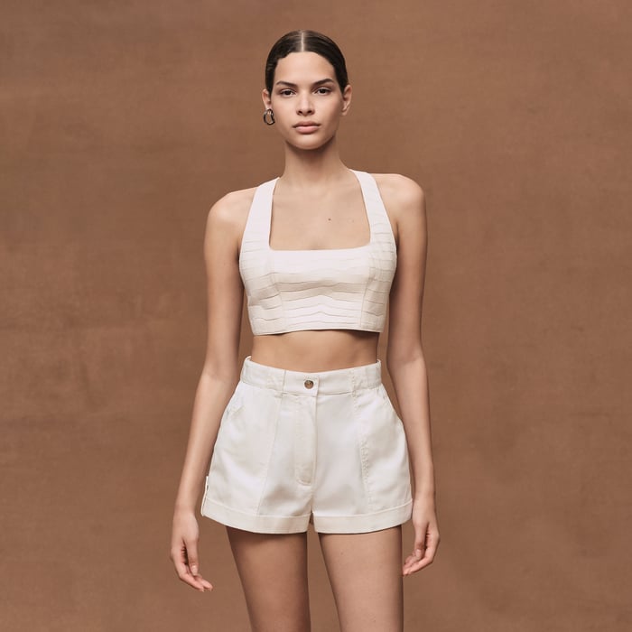 Blanc Cassé Cotton Twill Shorts