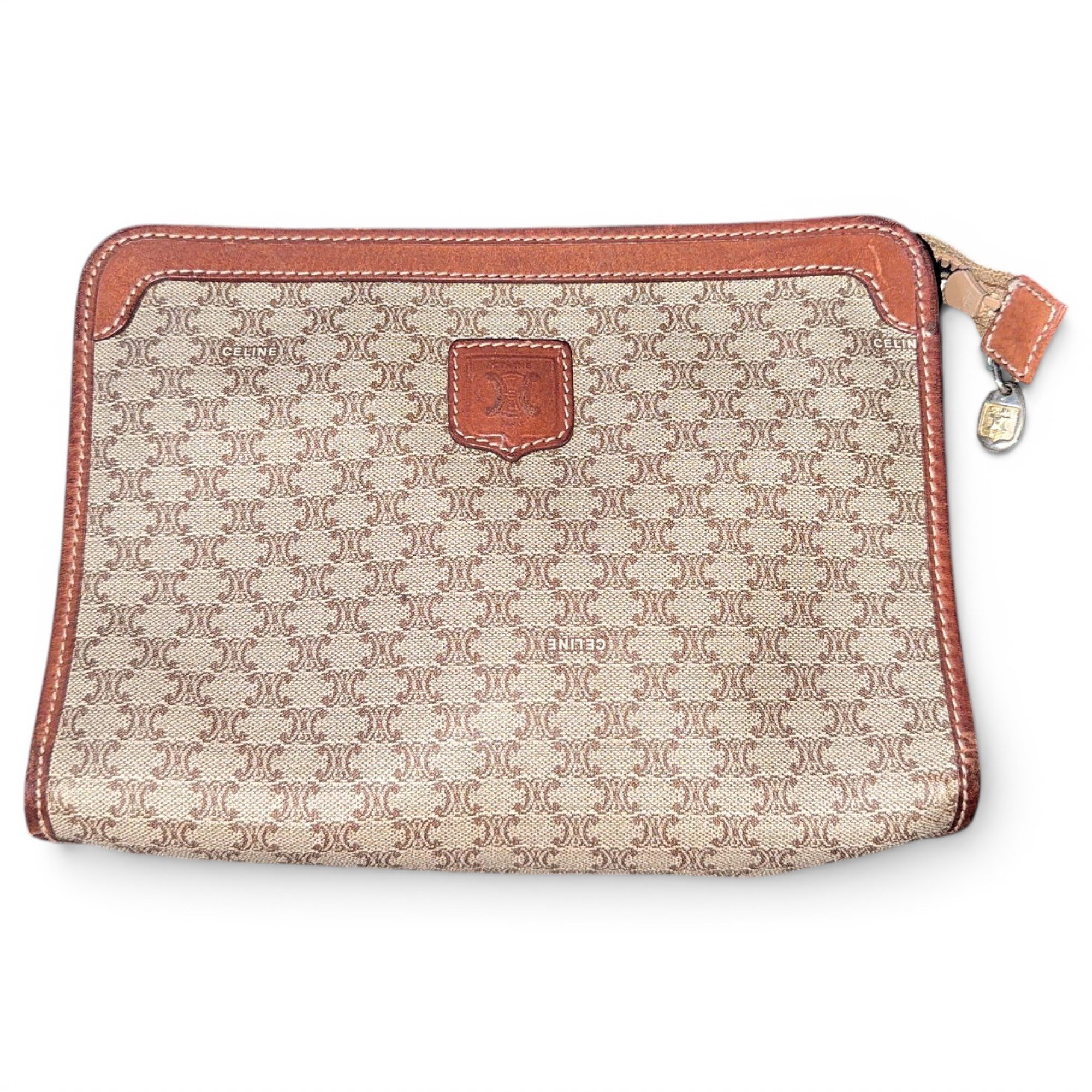 Triomphe Vintage leather clutch bag