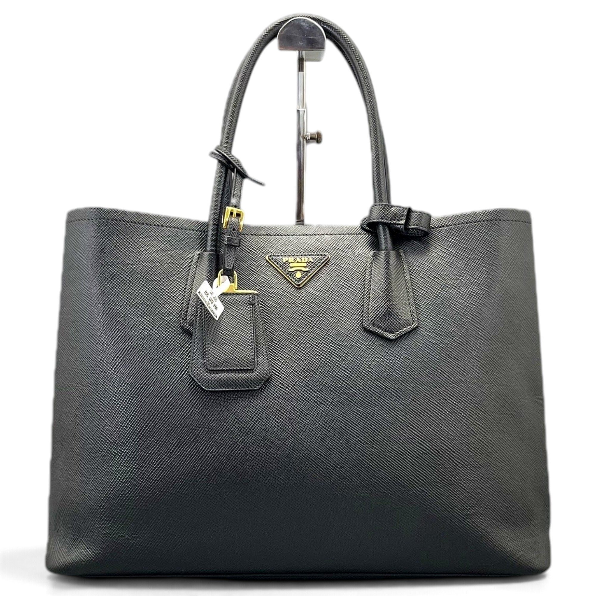 Double leather handbag