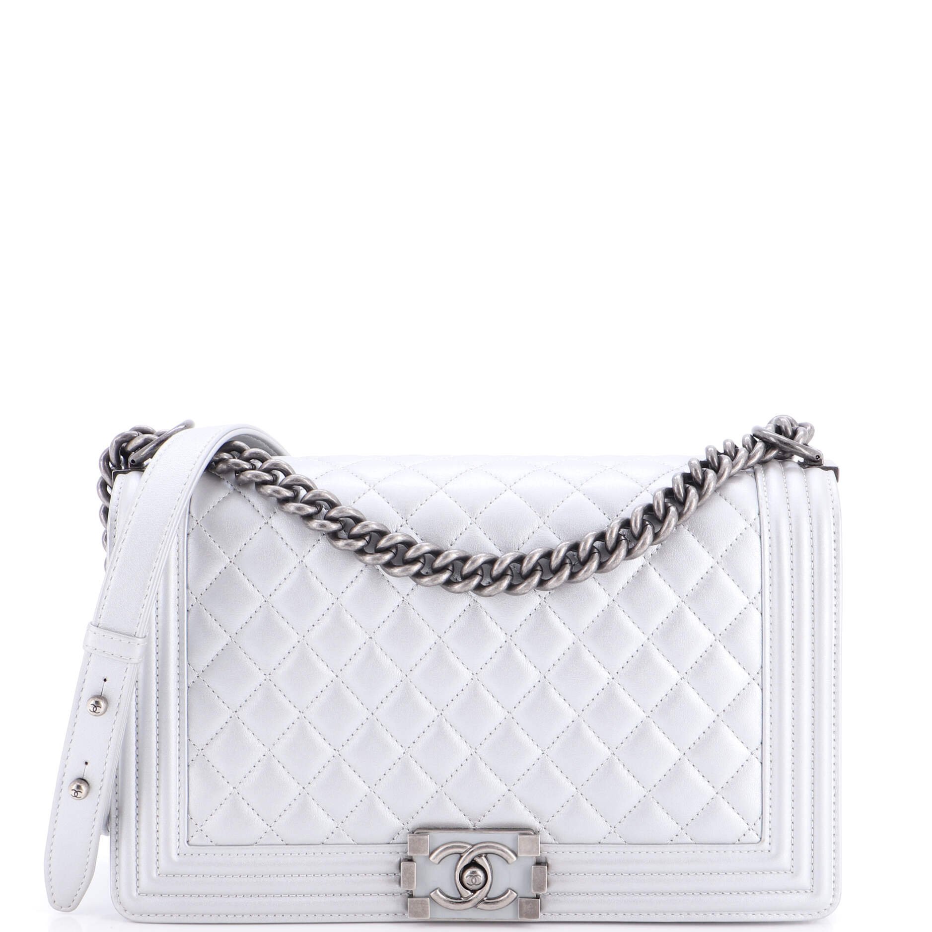 Boy Flap Bag Quilted Metallic Calfskin New Medium