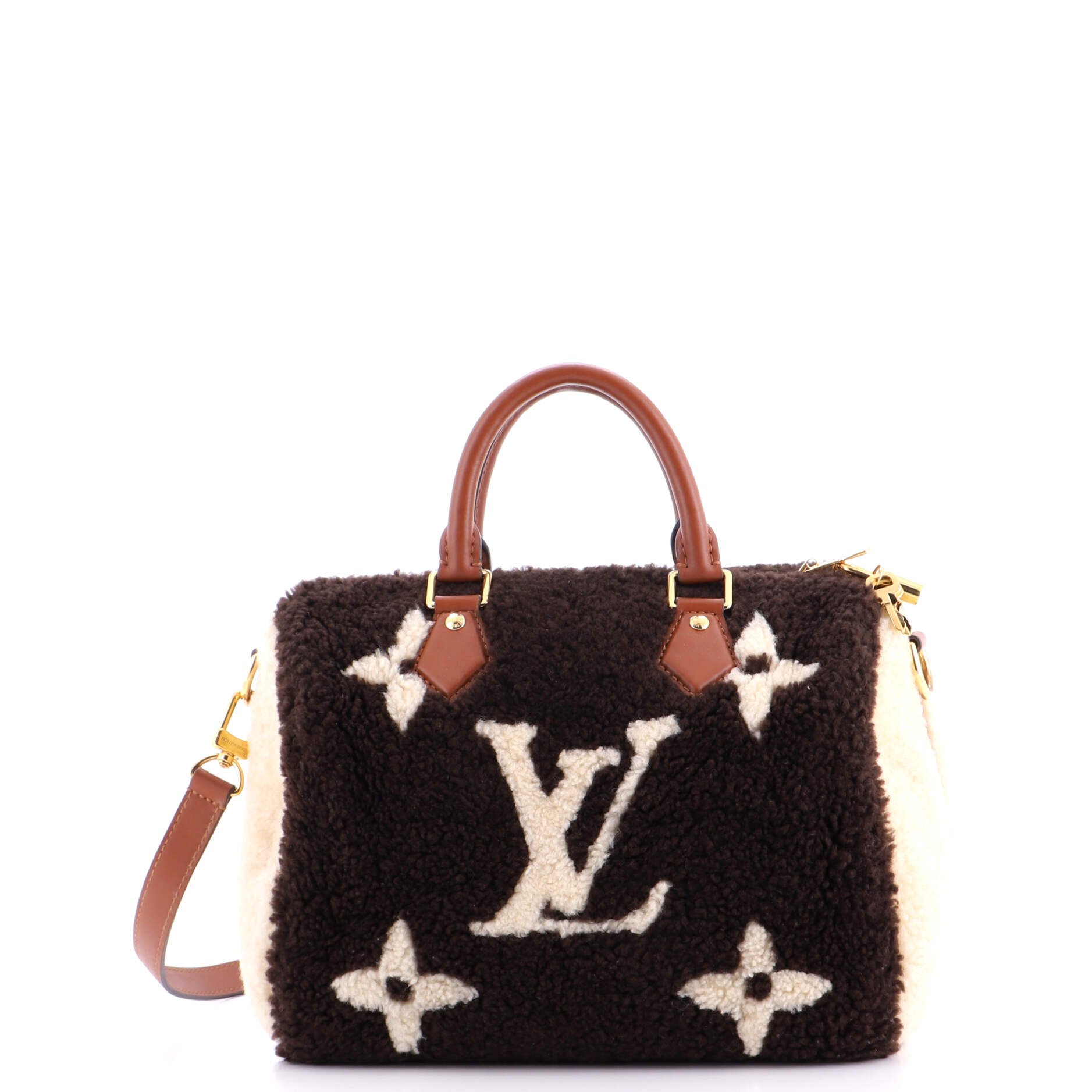 Louis Vuitton Speedy Bandouliere Bag Monogram Giant Teddy Fleece 25