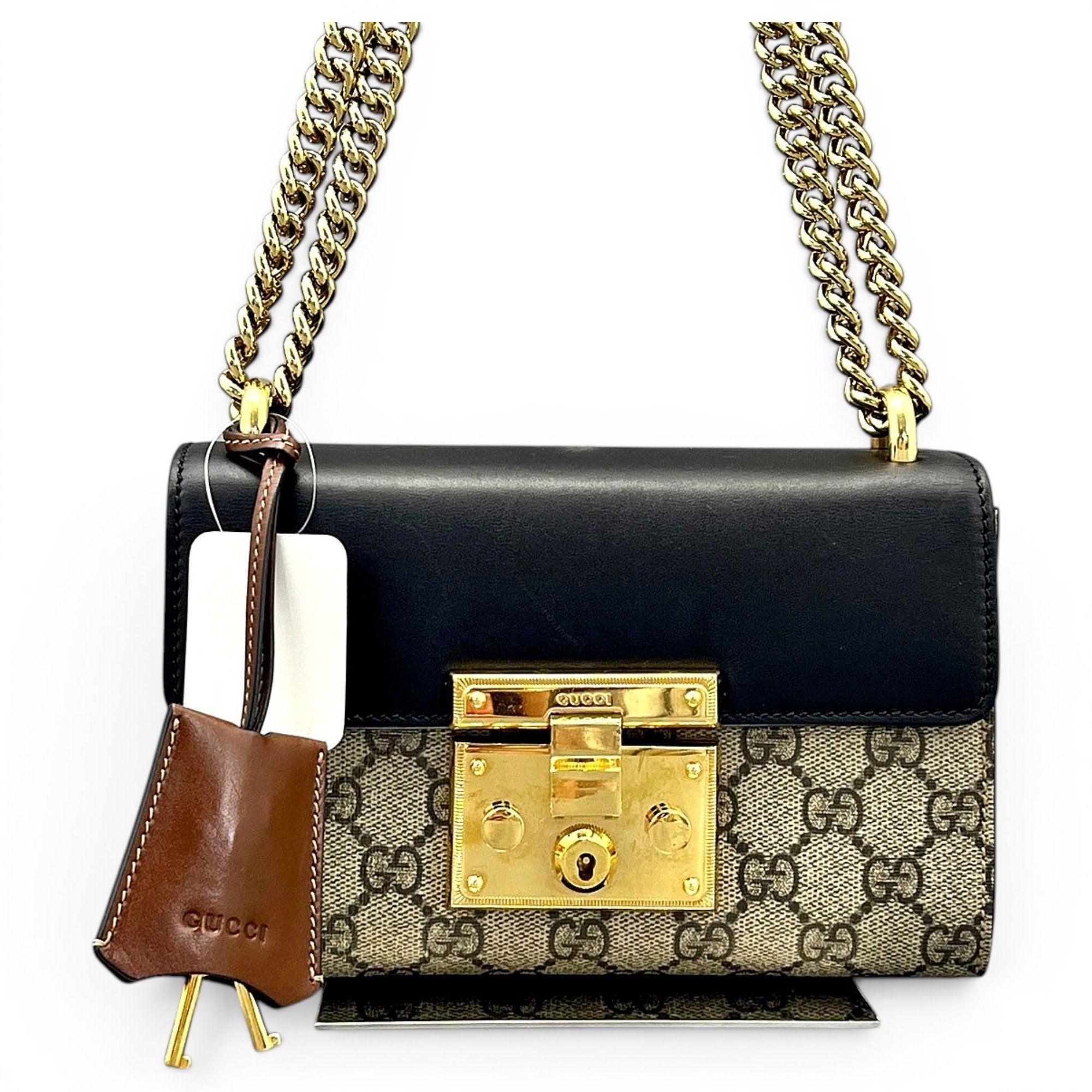 Padlock leather handbag