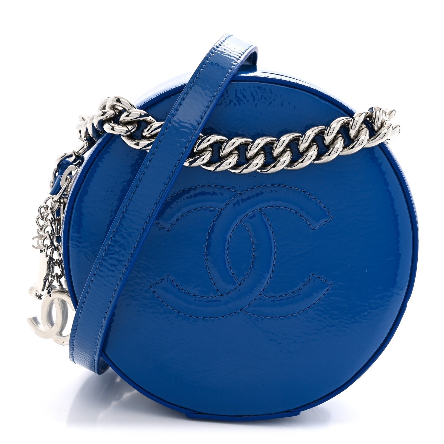 Chanel Patent Round As Earth Evening Bag Blue