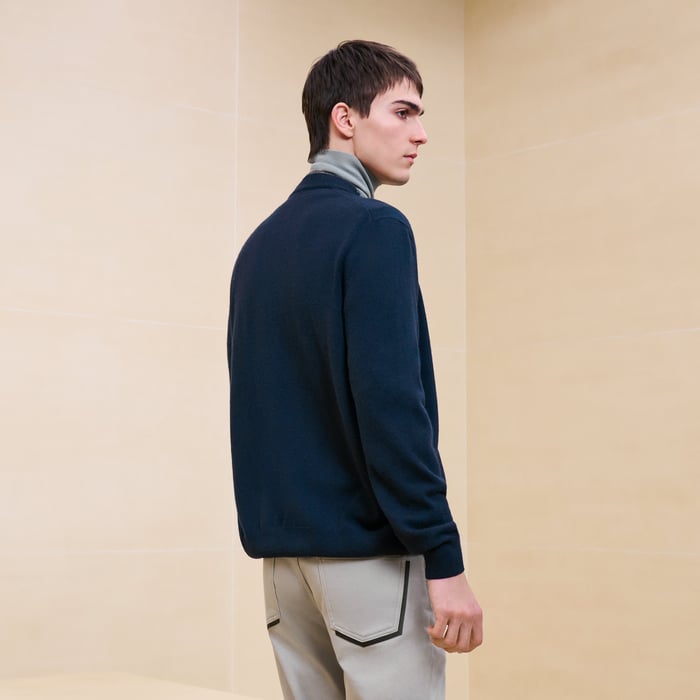 Marine Cashmere "Double Cotes H" Zipped Jacket