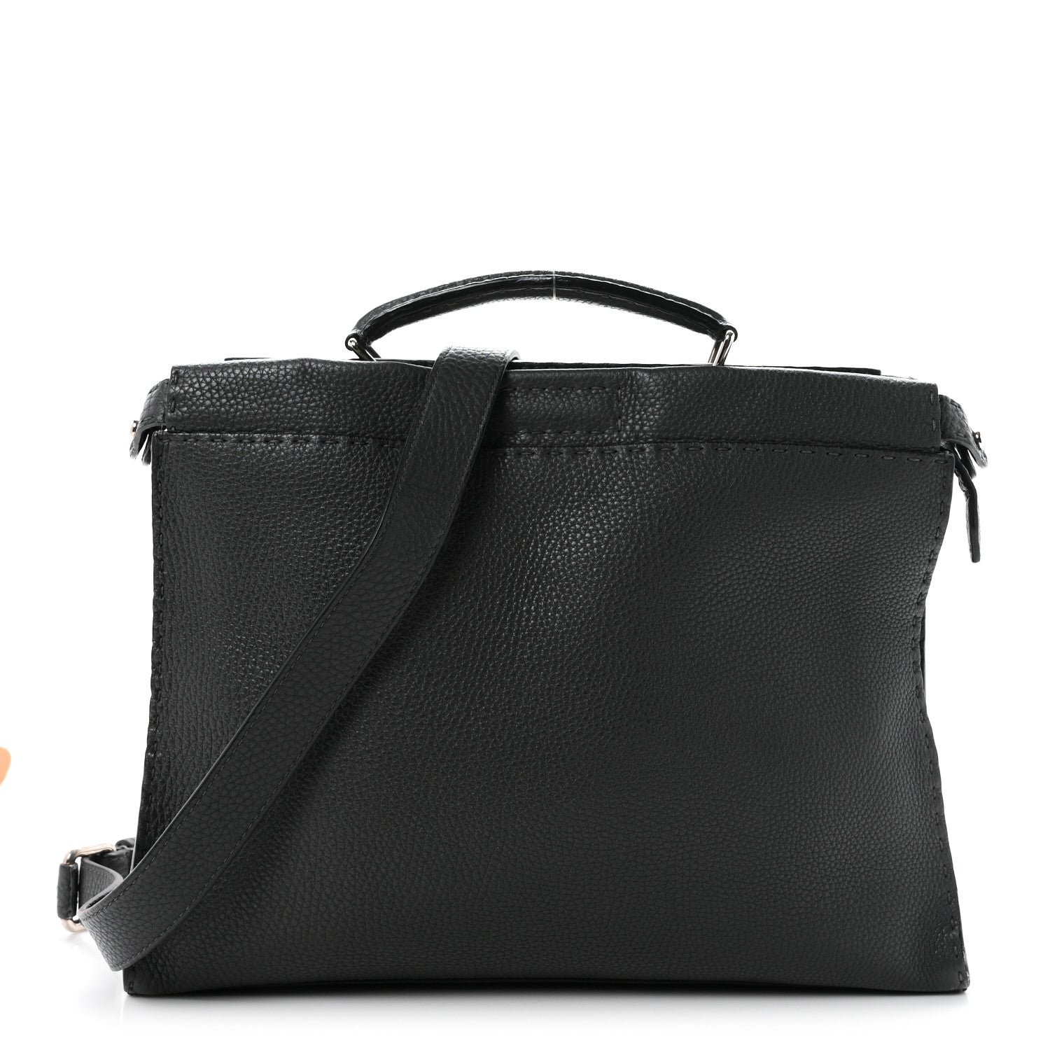 Fendi Cuoio Romano Selleria Bi-Color Large Peekaboo Iconic Fit Satchel  Asfalto Lavagna