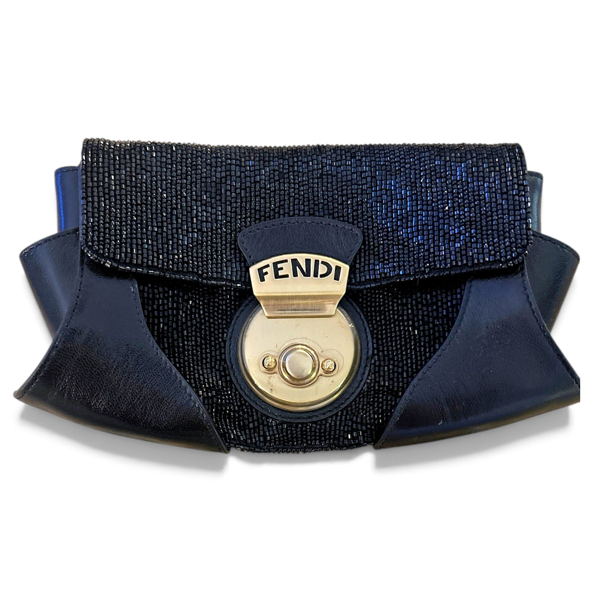 Kan I logo leather clutch bag