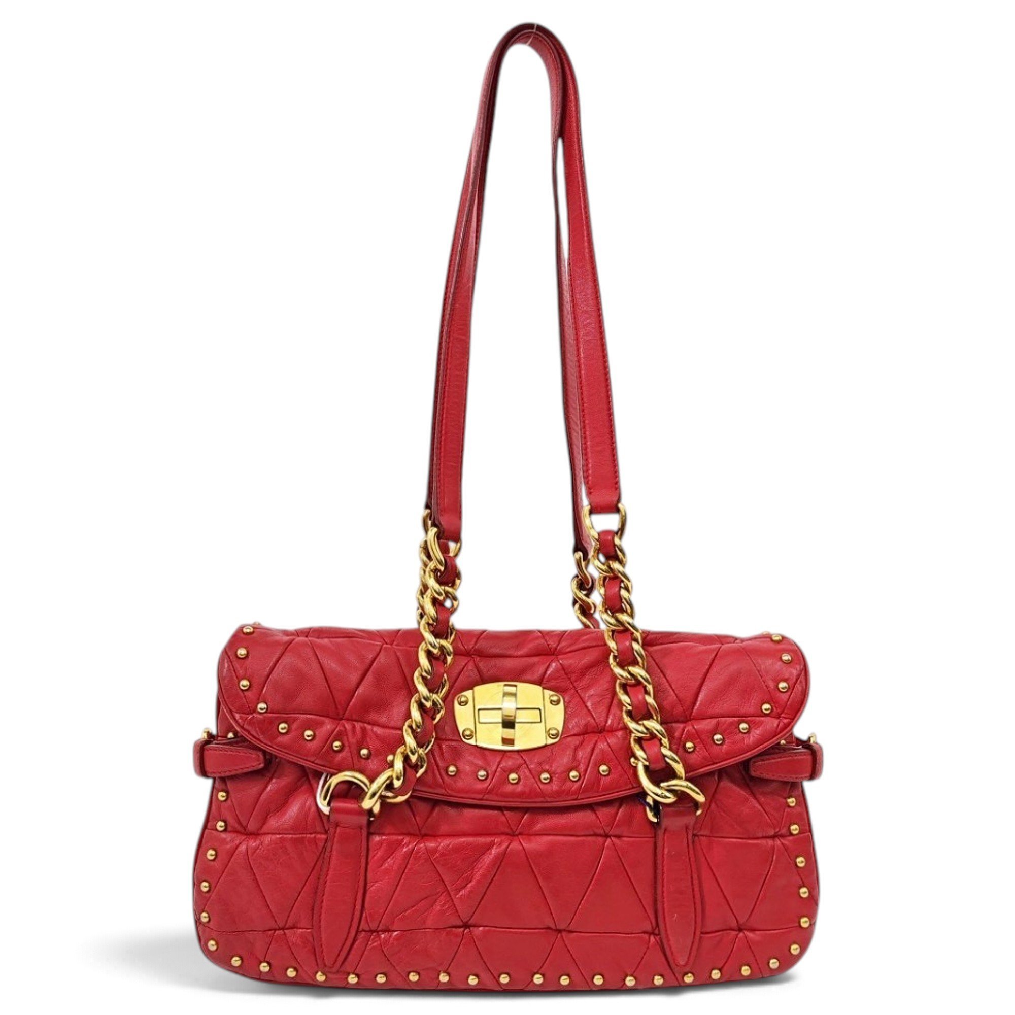 Miu Crystal leather handbag
